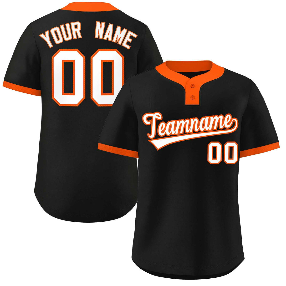 Benutzerdefinierte schwarz weiß-orange klassischen Stil authentische Zwei-Knopf-Baseball-Trikot