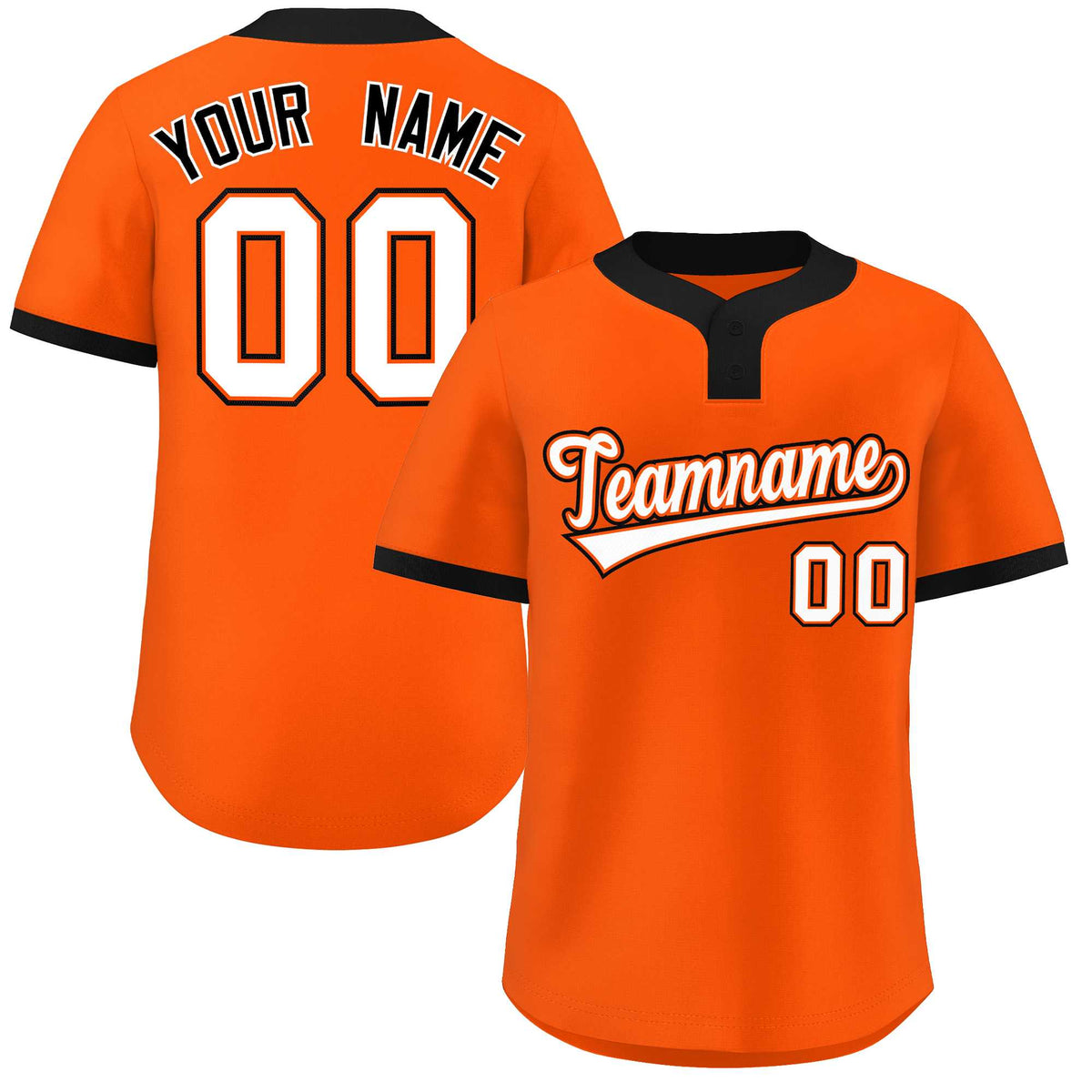 Custom Orange White-Black Classic Style Authentic Two-Button Softball Jersey