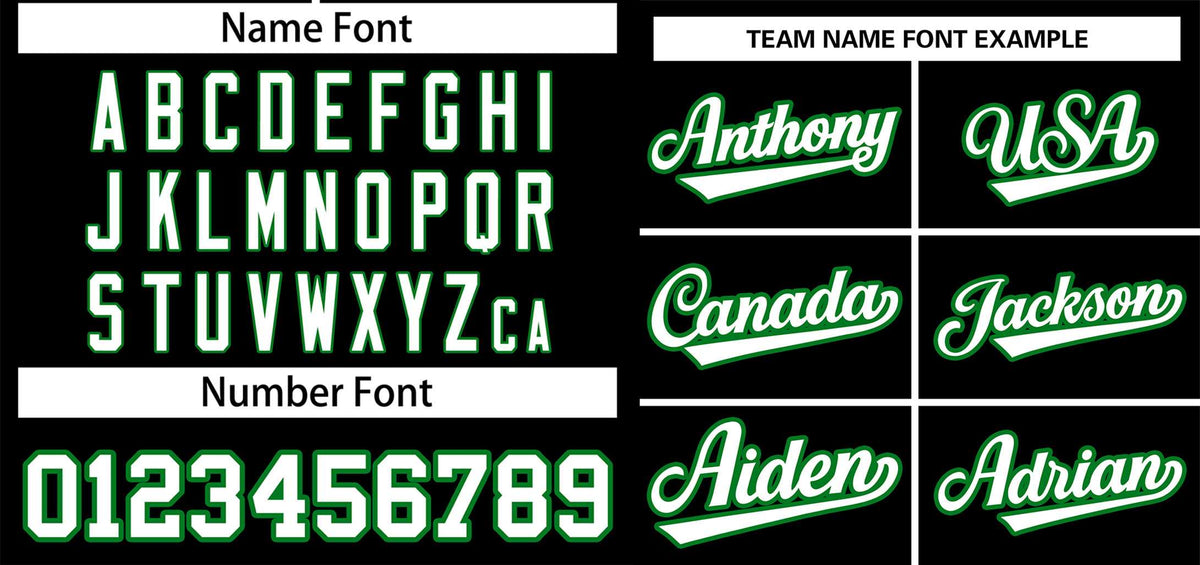 Benutzerdefiniertes klassisches, authentisches Baseball-Trikot mit zwei Knöpfen in Schwarz, Weiß und Kelly Green