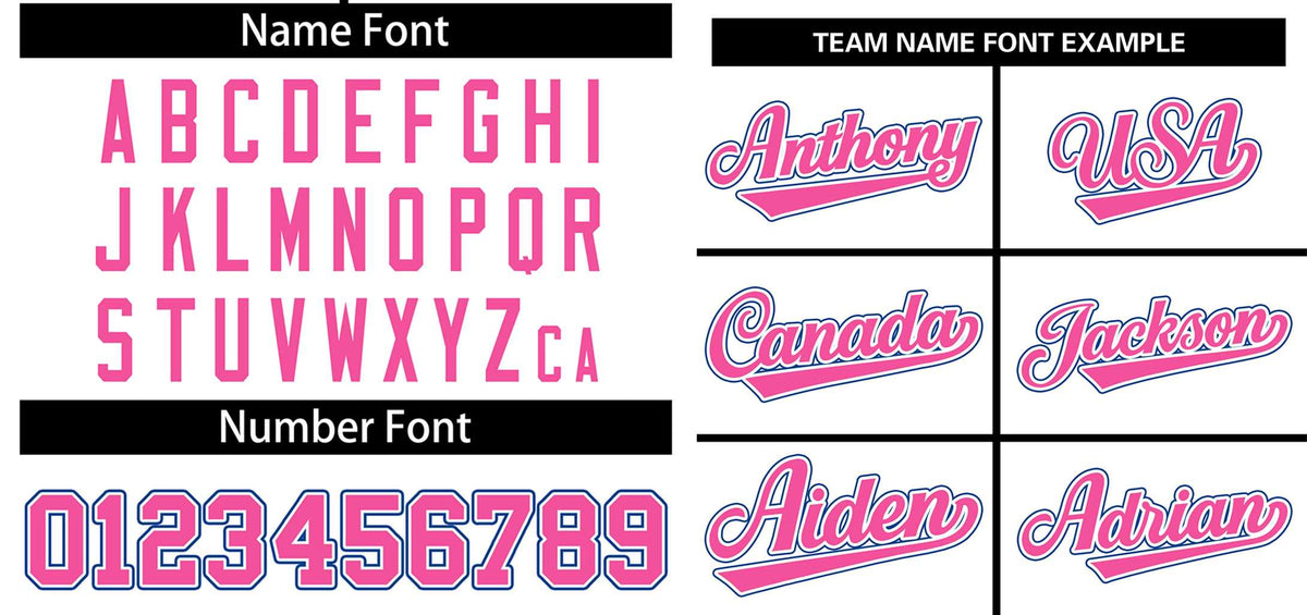 Maillot de baseball authentique à deux boutons, style classique, blanc, rose et bleu royal