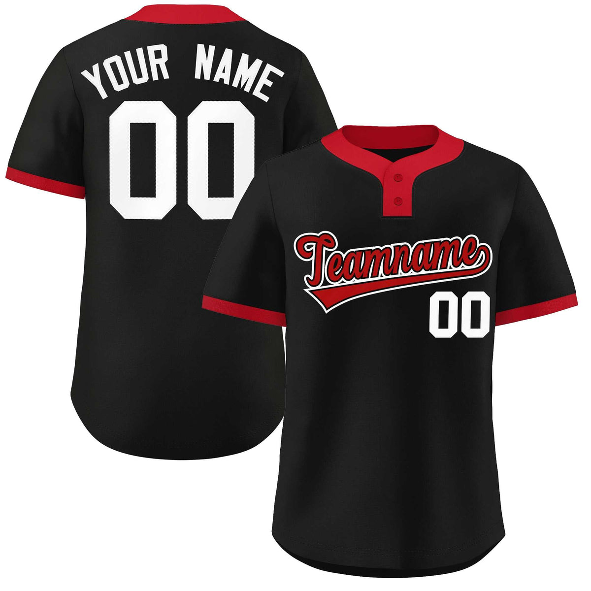 Benutzerdefinierte schwarz rot-weiß klassischen Stil authentische Zwei-Knopf Baseball Jersey