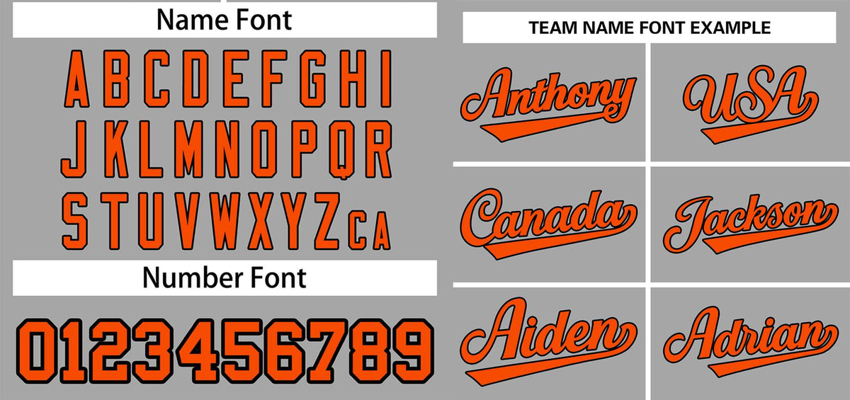 Maillot de baseball authentique à deux boutons, gris, orange et noir, style classique