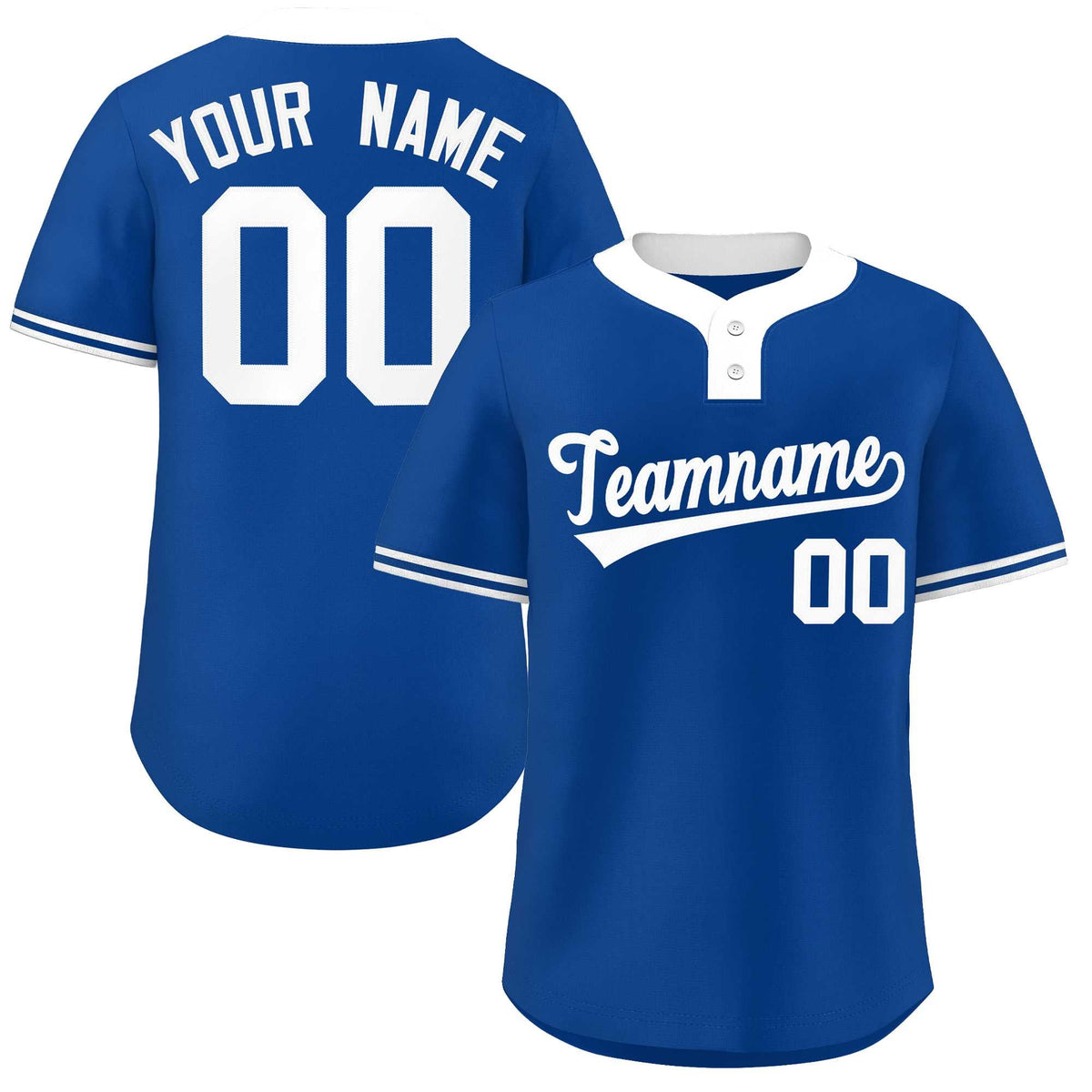 Maillot de baseball authentique à deux boutons, style classique, blanc royal personnalisé