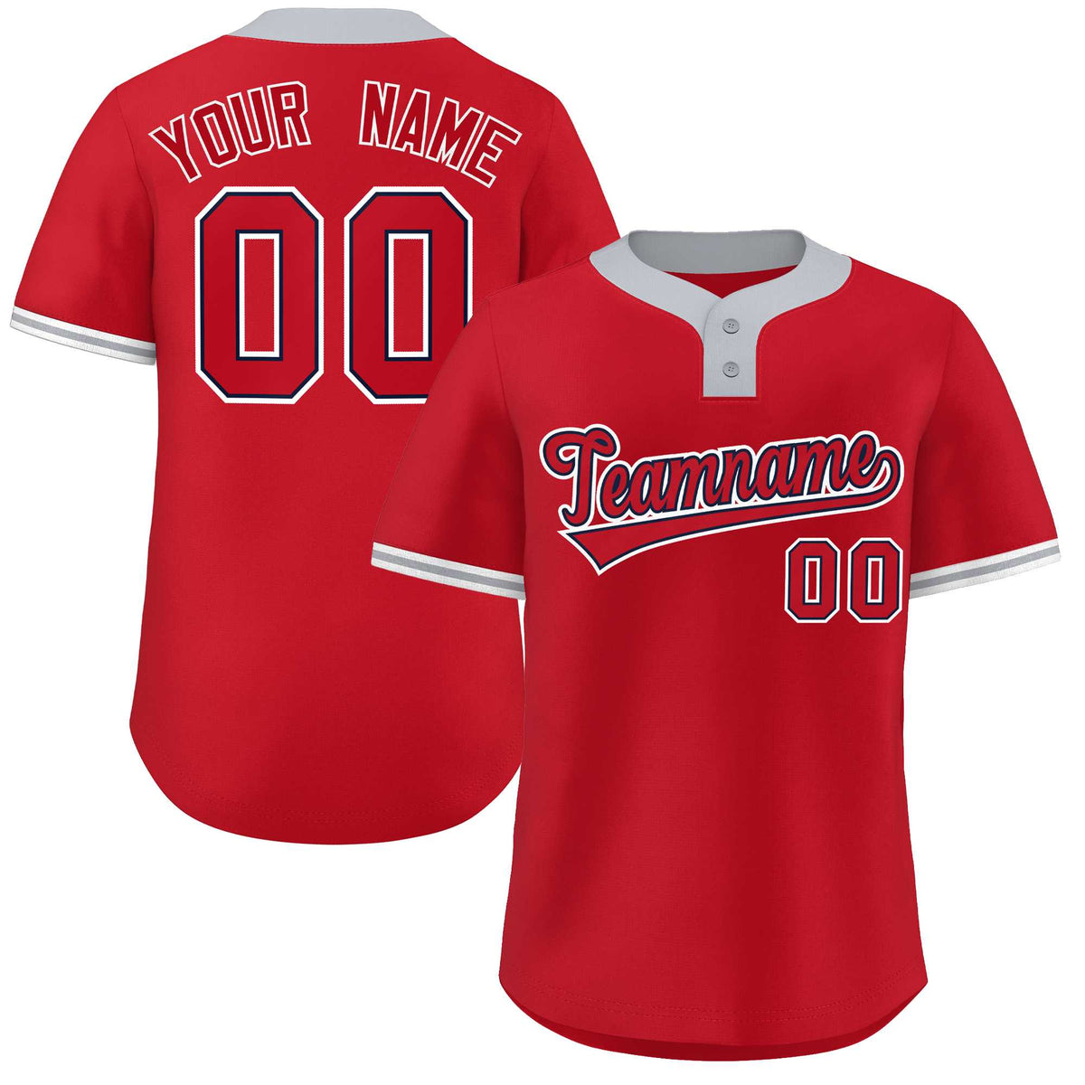 Custom Red Red-White Classic Style Authentic Two-Button Softball Jersey