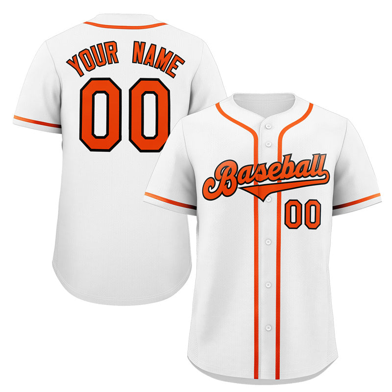 Custom White Orange-Black Classic Style Authentic Baseball Jersey