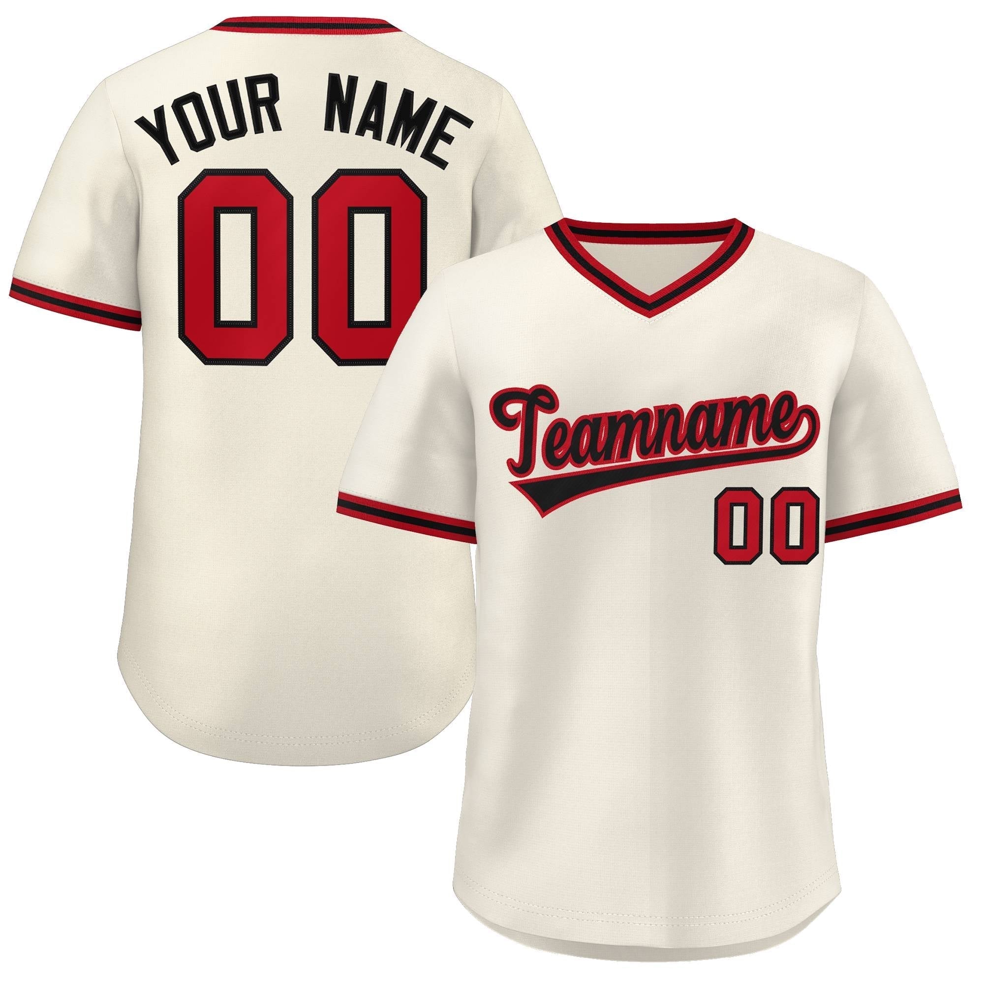 Maillot de baseball d'extérieur authentique, style classique, rouge et noir, crème personnalisé