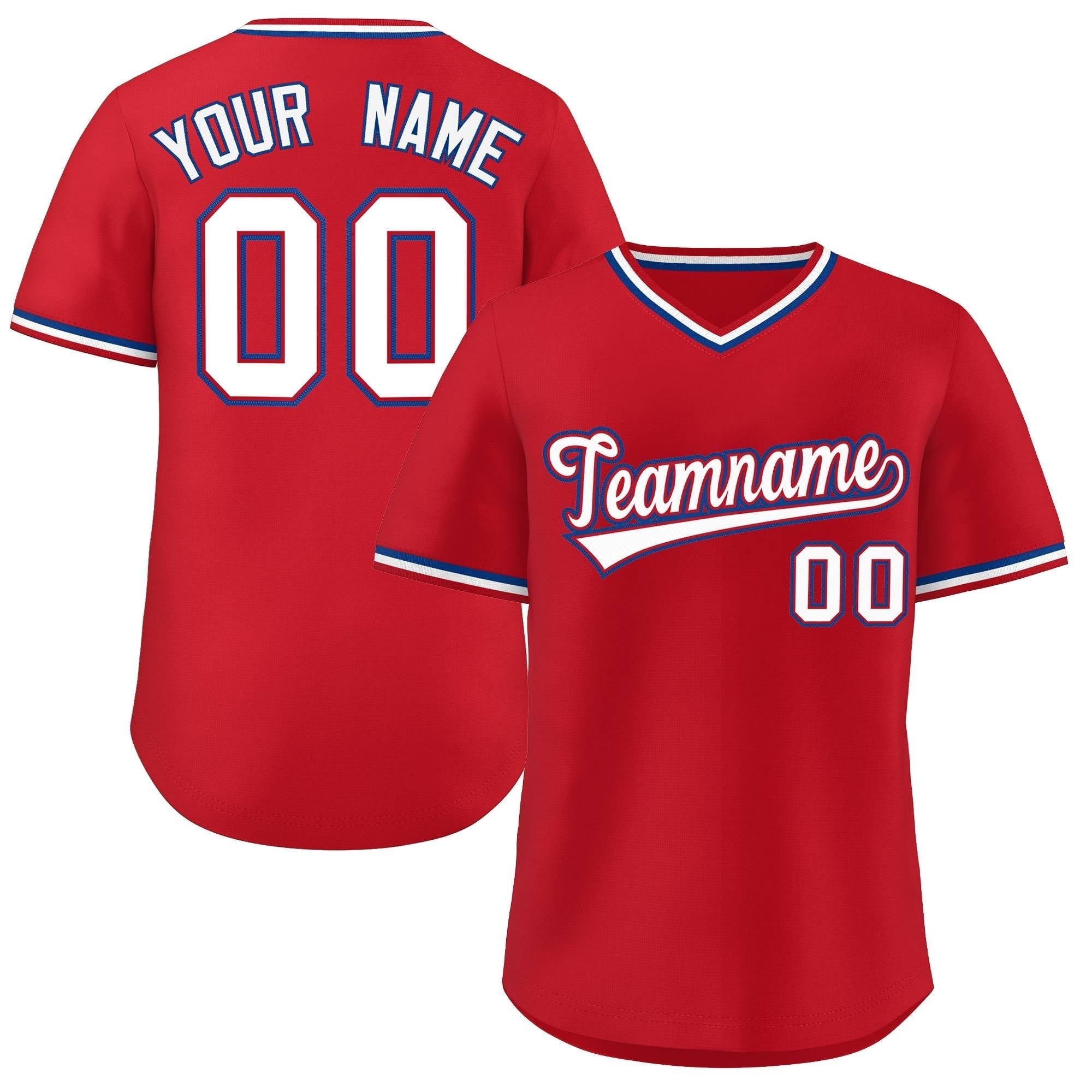 Maillot de baseball authentique d'extérieur, style classique, rouge et blanc, personnalisé