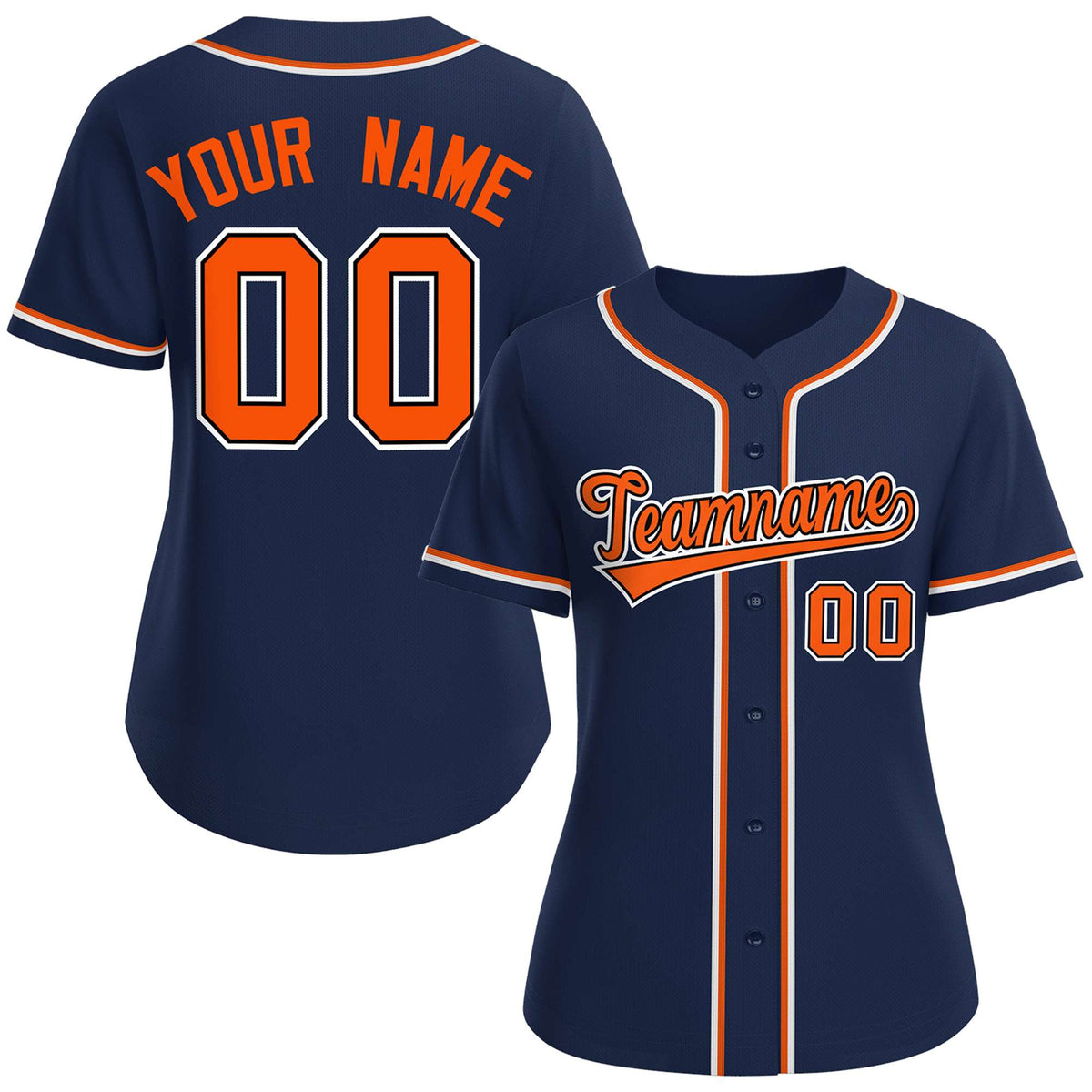 Custom Navy Orange-Black Classic Style Baseball Jersey For Women