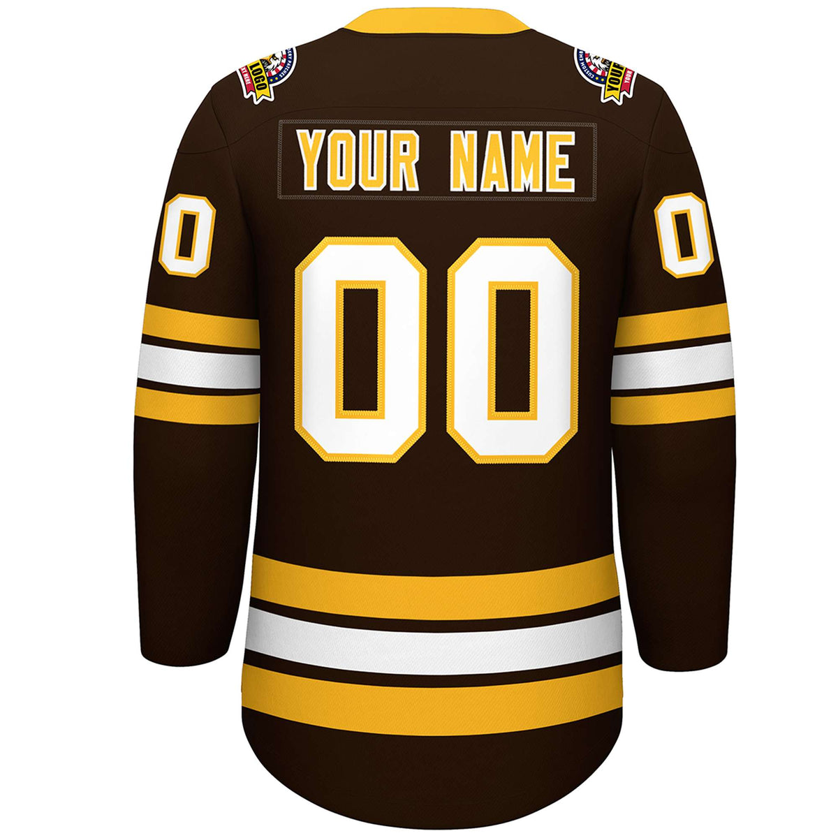 Custom Brown Yellow-White Lace-Up Neck Hockey Jersey | KXKSHOP