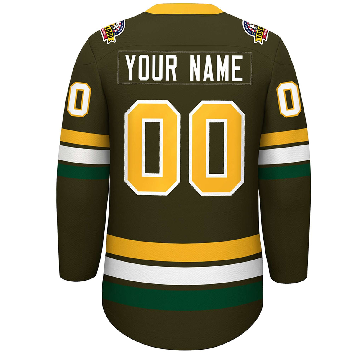 Custom Olive Yellow-White Lace-Up Neck Hockey Jersey | KXKSHOP