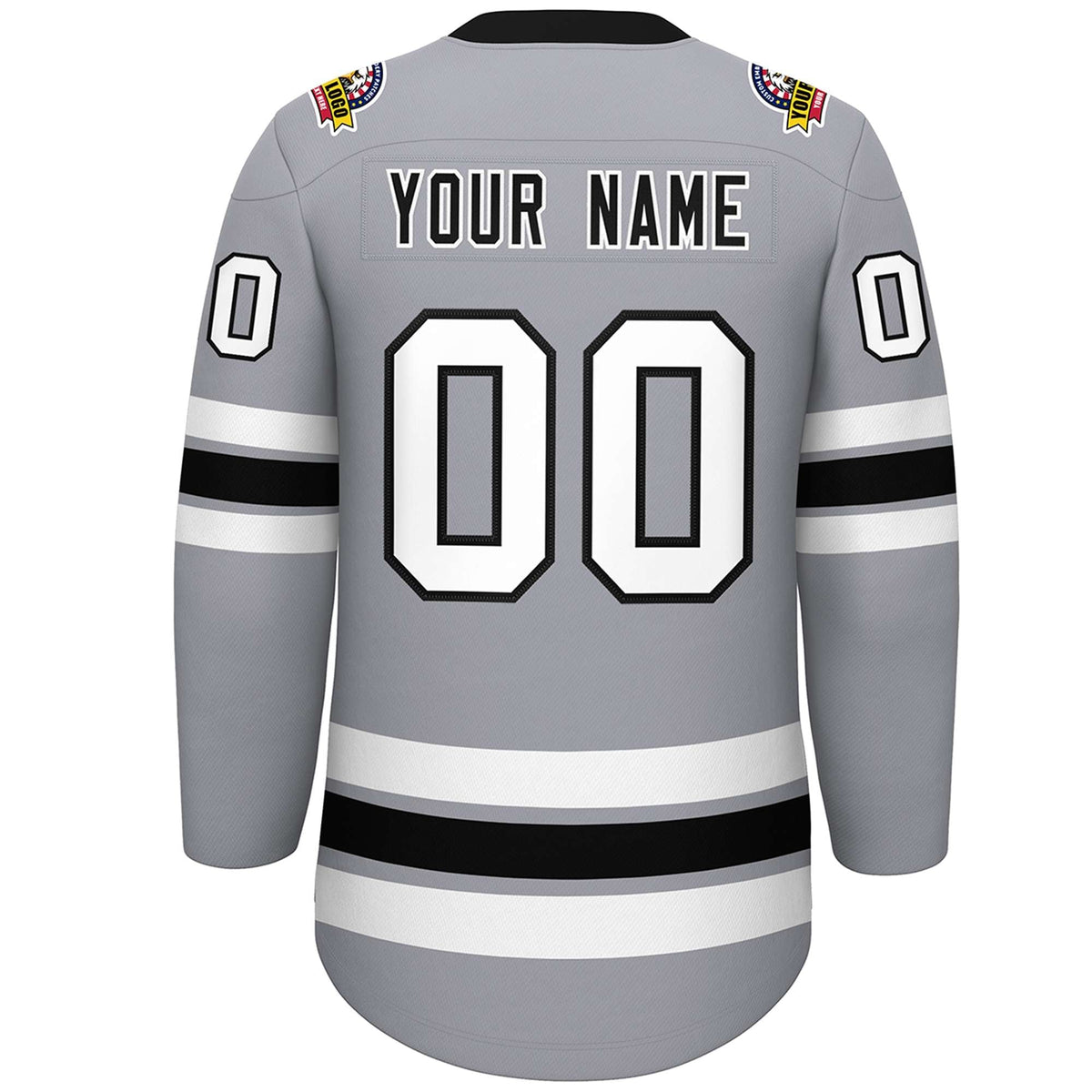 Custom Gray Black-White Lace-Up Neck Hockey Jersey | KXKSHOP