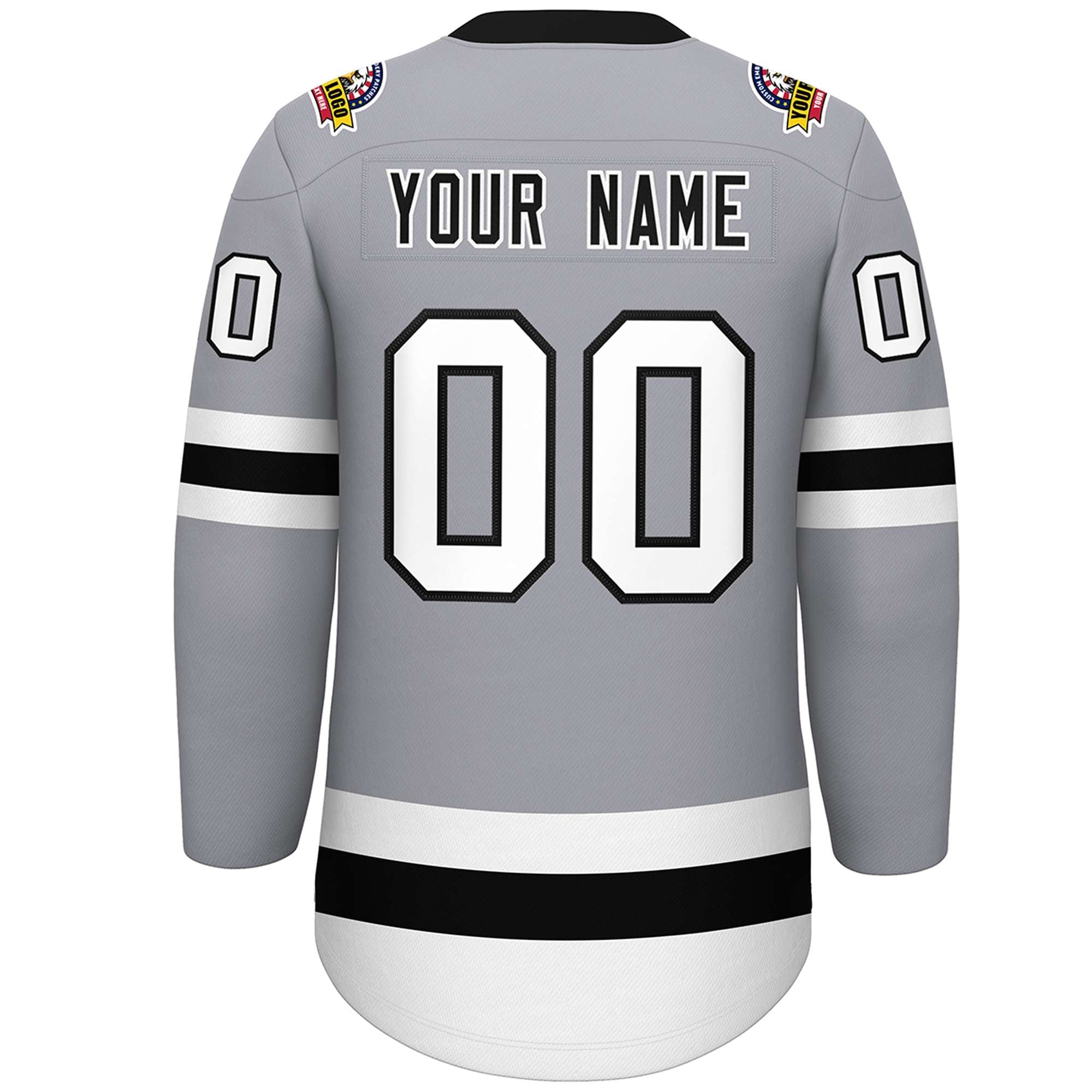 Custom Gray Black-White Lace-Up Neck Hockey Jersey | KXKSHOP