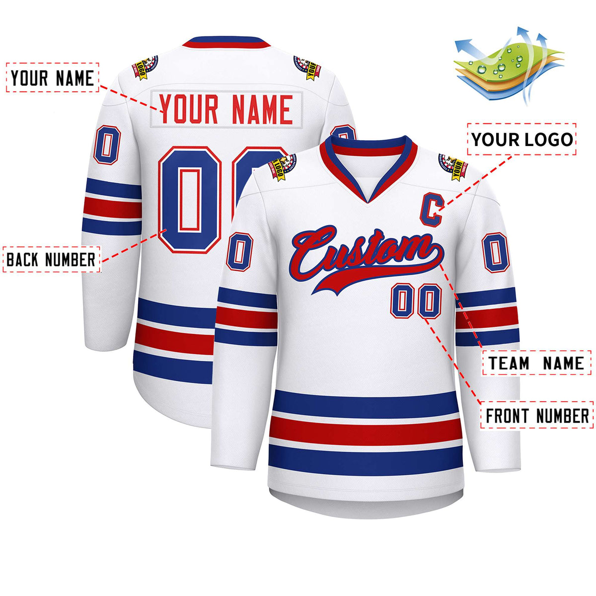 Custom White Red-Royal Classic Style Hockey Jersey | KXKSHOP