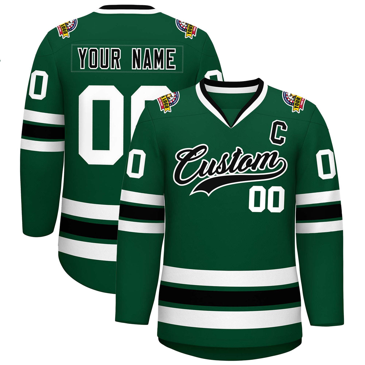 Custom Green Black-White Classic Style Hockey Jersey | KXKSHOP