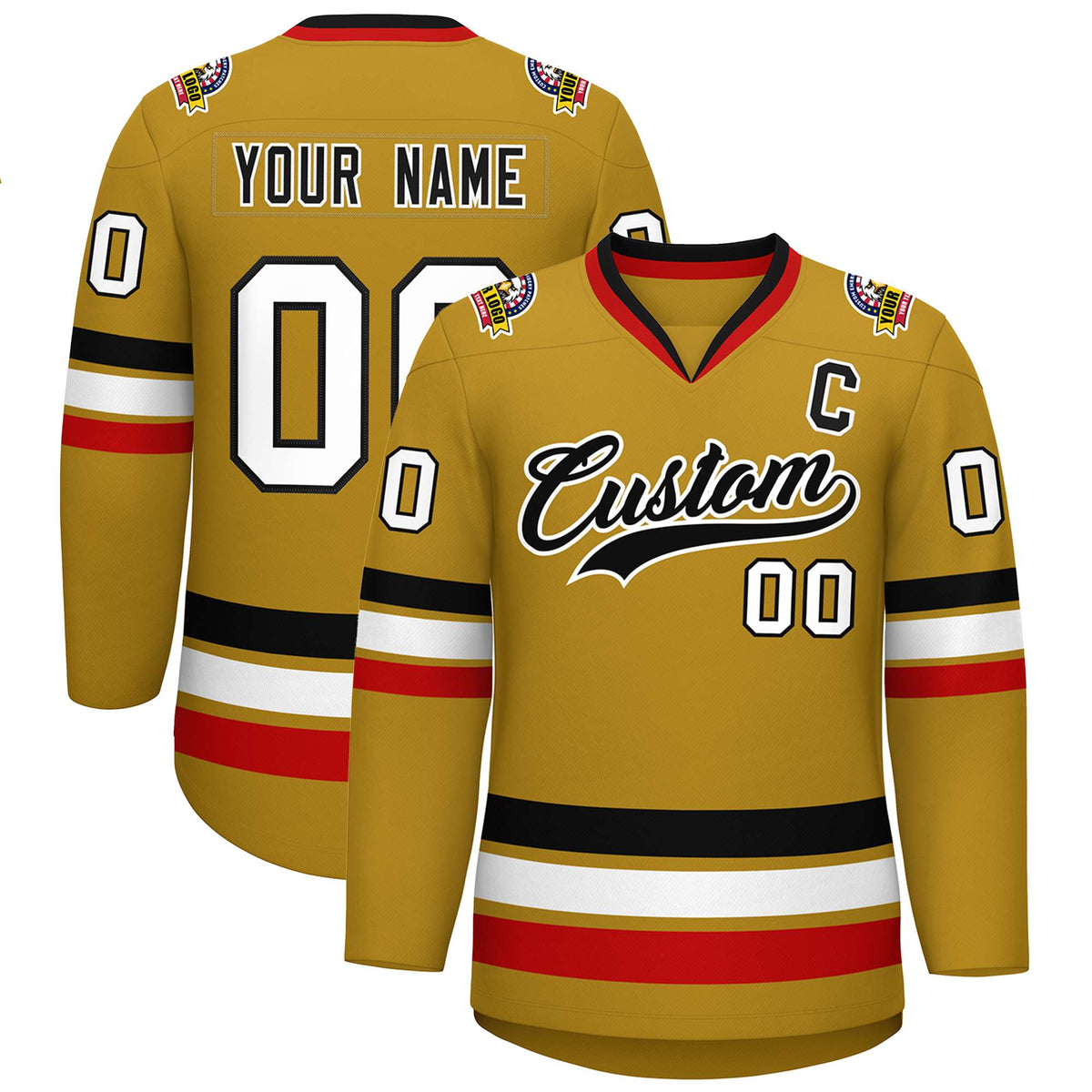 Custom Old Gold Black-White Classic Style Hockey Jersey | KXKSHOP