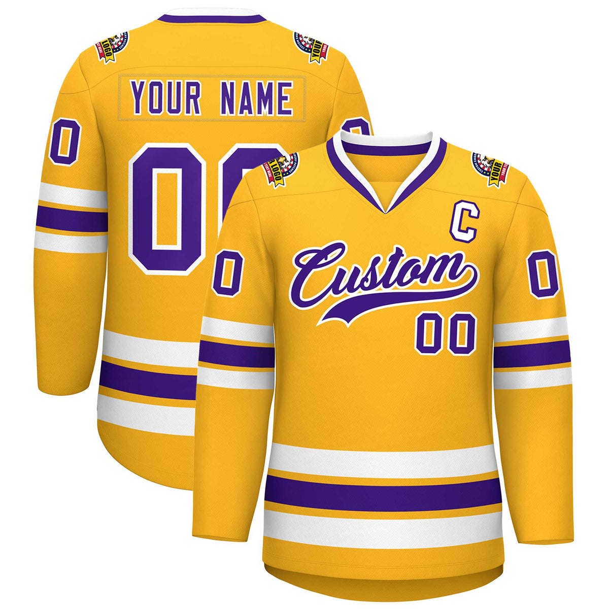 Custom Gold Purple-White Classic Style Hockey Jersey | KXKSHOP