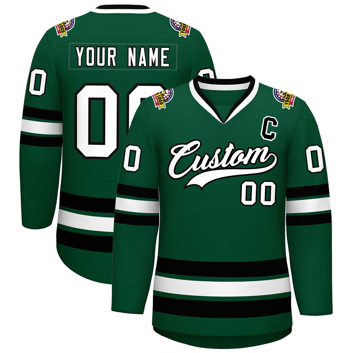 Custom Green White-Black Classic Style Hockey Jersey | KXKSHOP