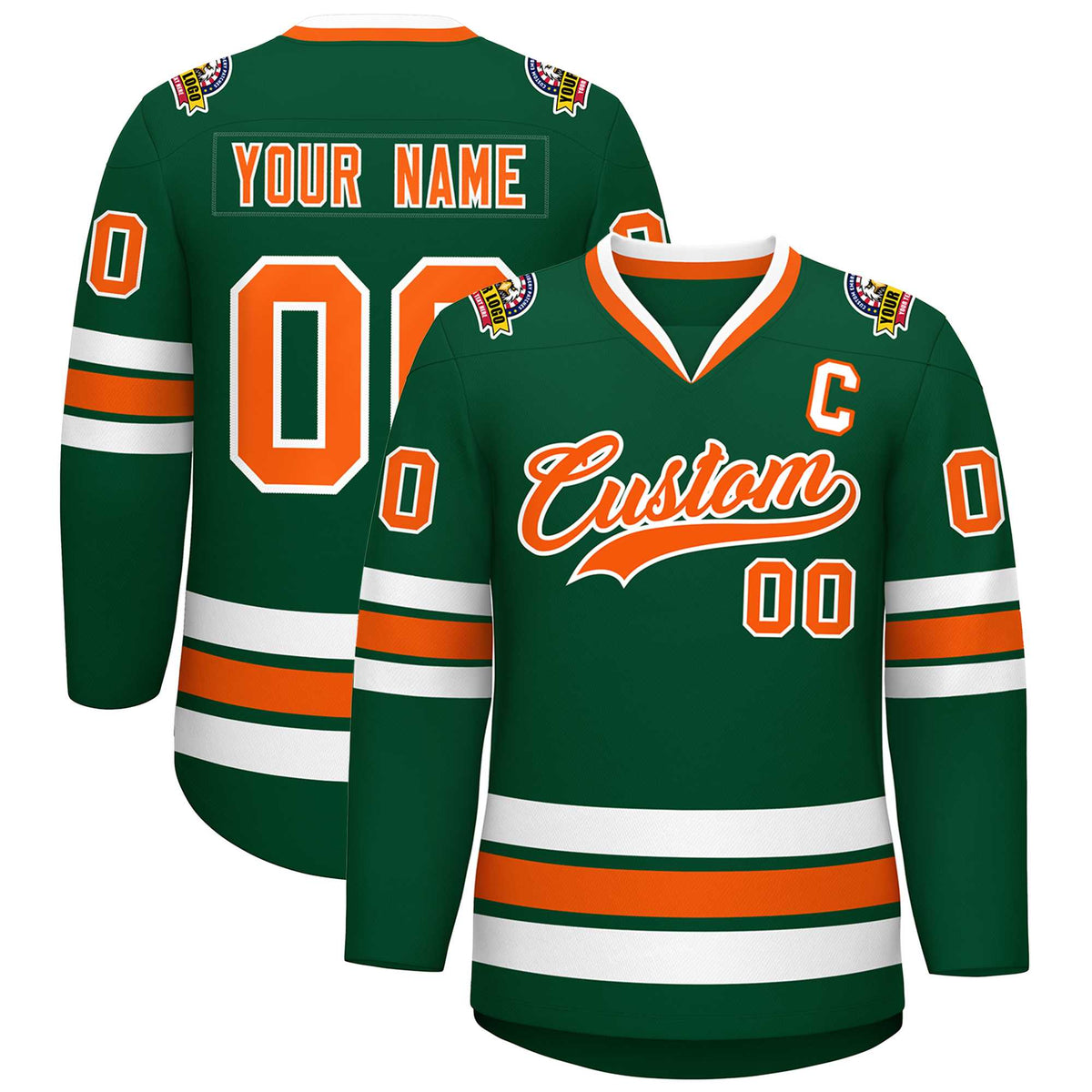 Custom Green Orange-White Classic Style Hockey Jersey | KXKSHOP