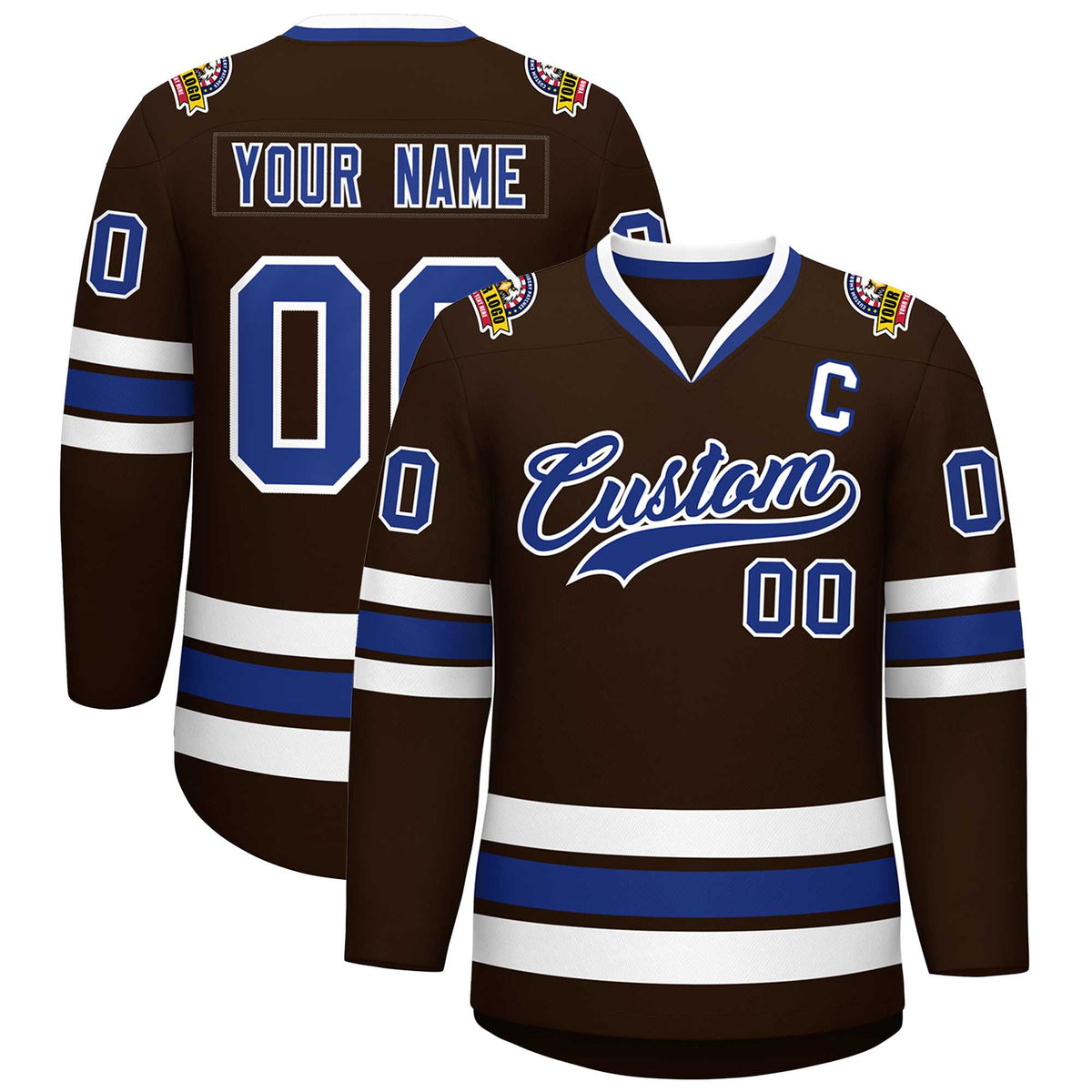 Custom Brown Royal-White Classic Style Hockey Jersey | KXKSHOP