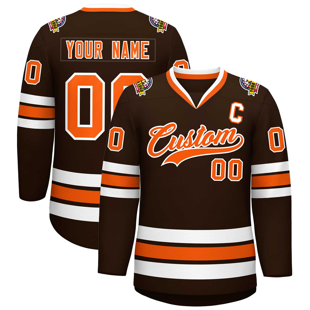Custom Brown Orange-White Classic Style Hockey Jersey | KXKSHOP