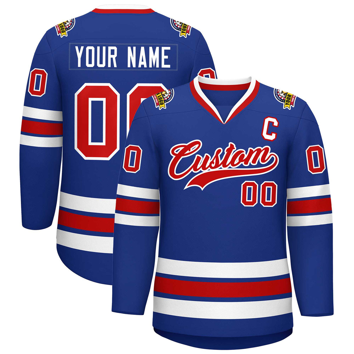 Custom Royal Red-White Classic Style Hockey Jersey | KXKSHOP
