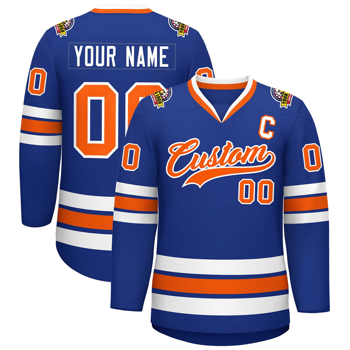 Custom Royal Orange-White Classic Style Hockey Jersey | KXKSHOP
