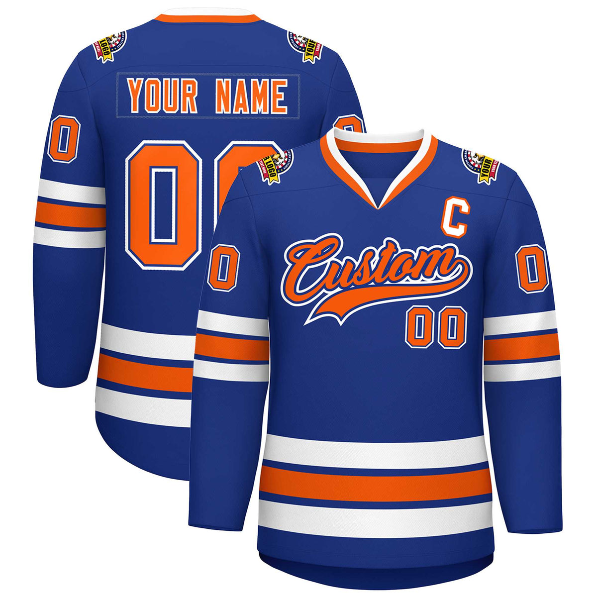 Custom Royal Orange Royal-White Classic Style Hockey Jersey | KXKSHOP