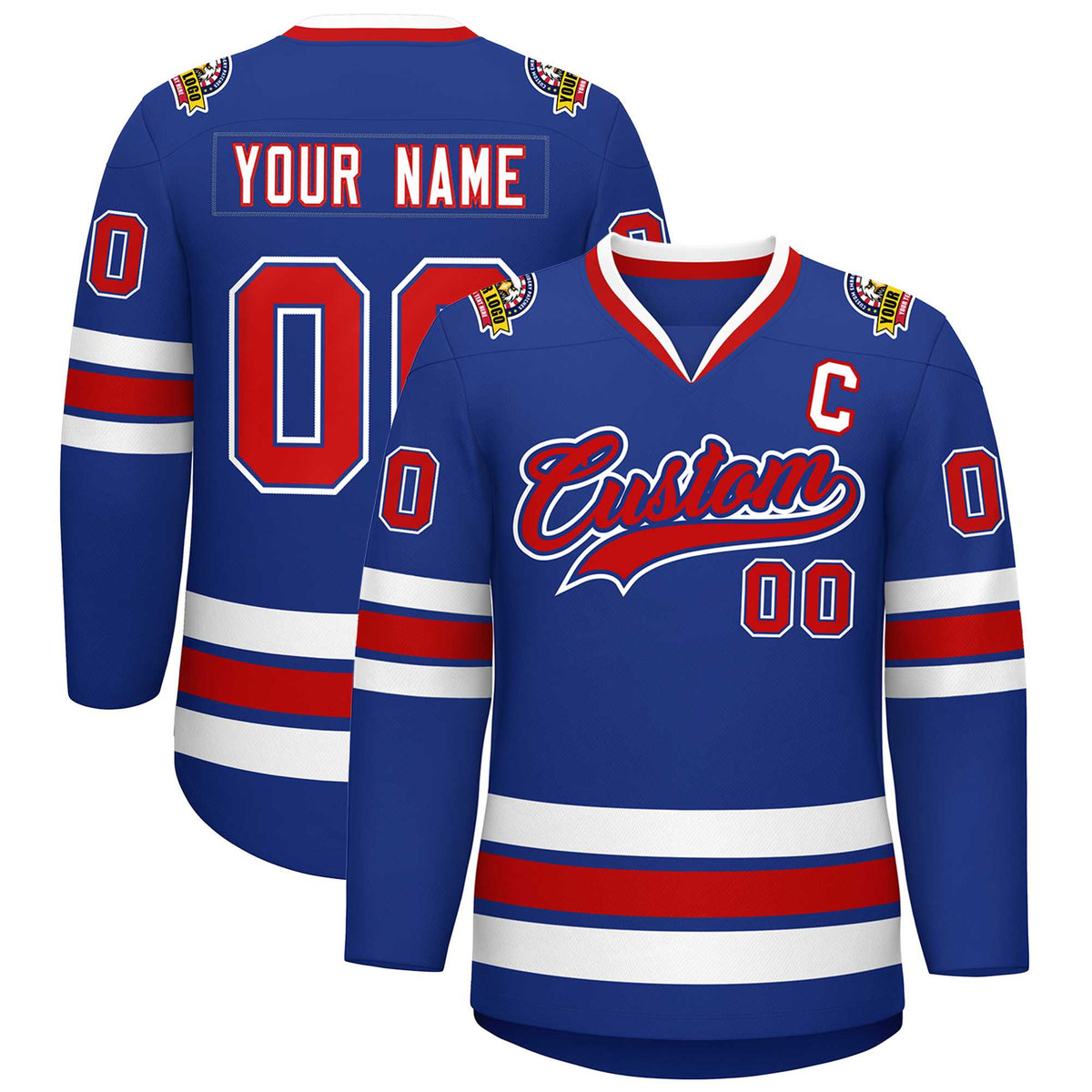 Custom Royal Red Royal-White Classic Style Hockey Jersey | KXKSHOP