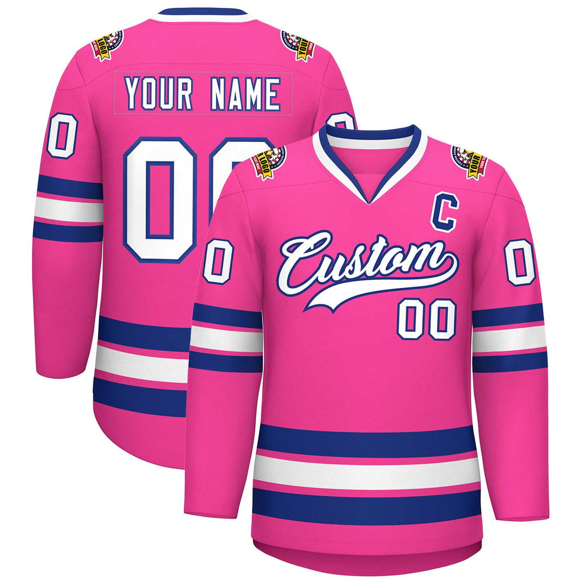 Custom Pink White-Royal Classic Style Hockey Jersey | KXKSHOP