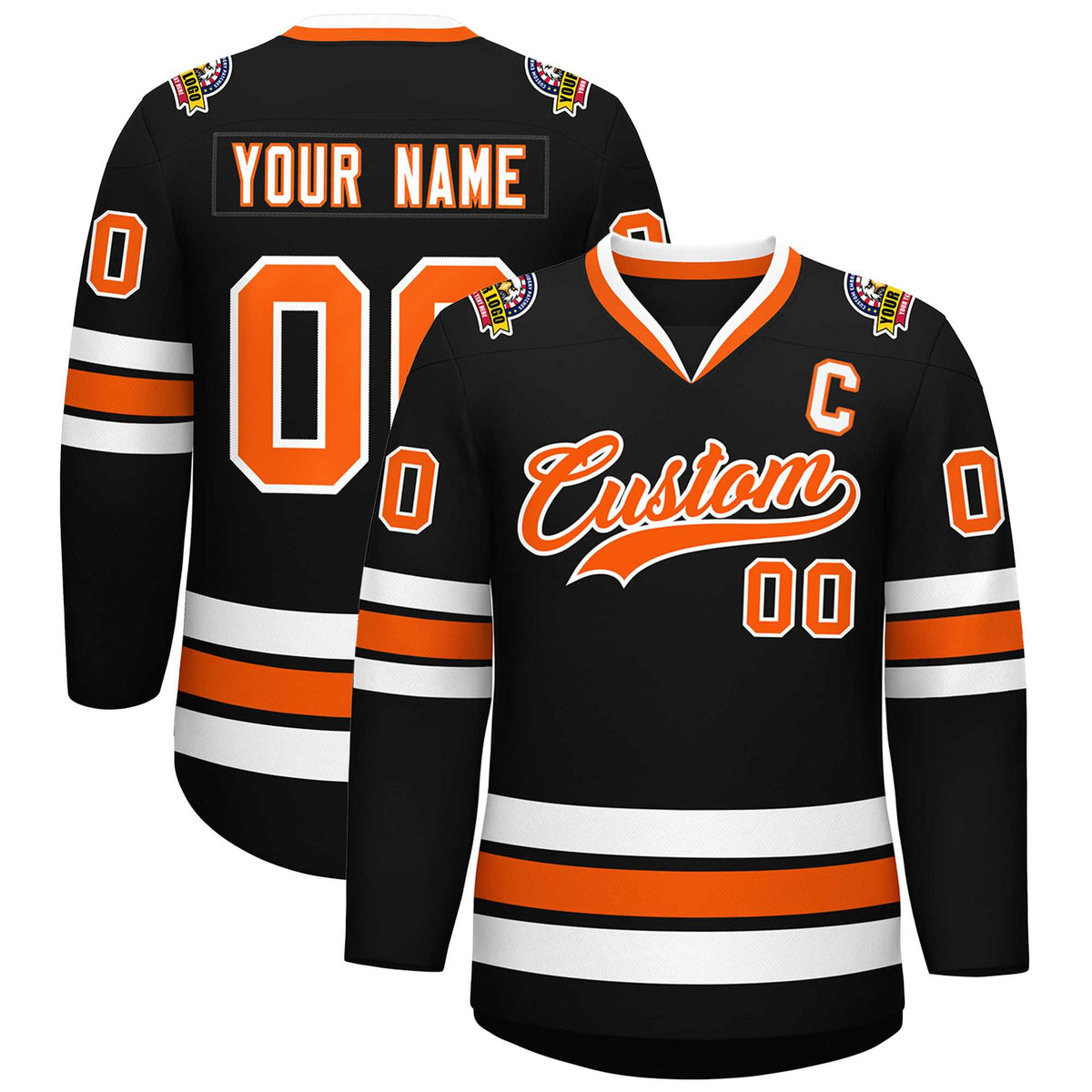 Custom Black Orange-White Classic Style Hockey Jersey | KXKSHOP