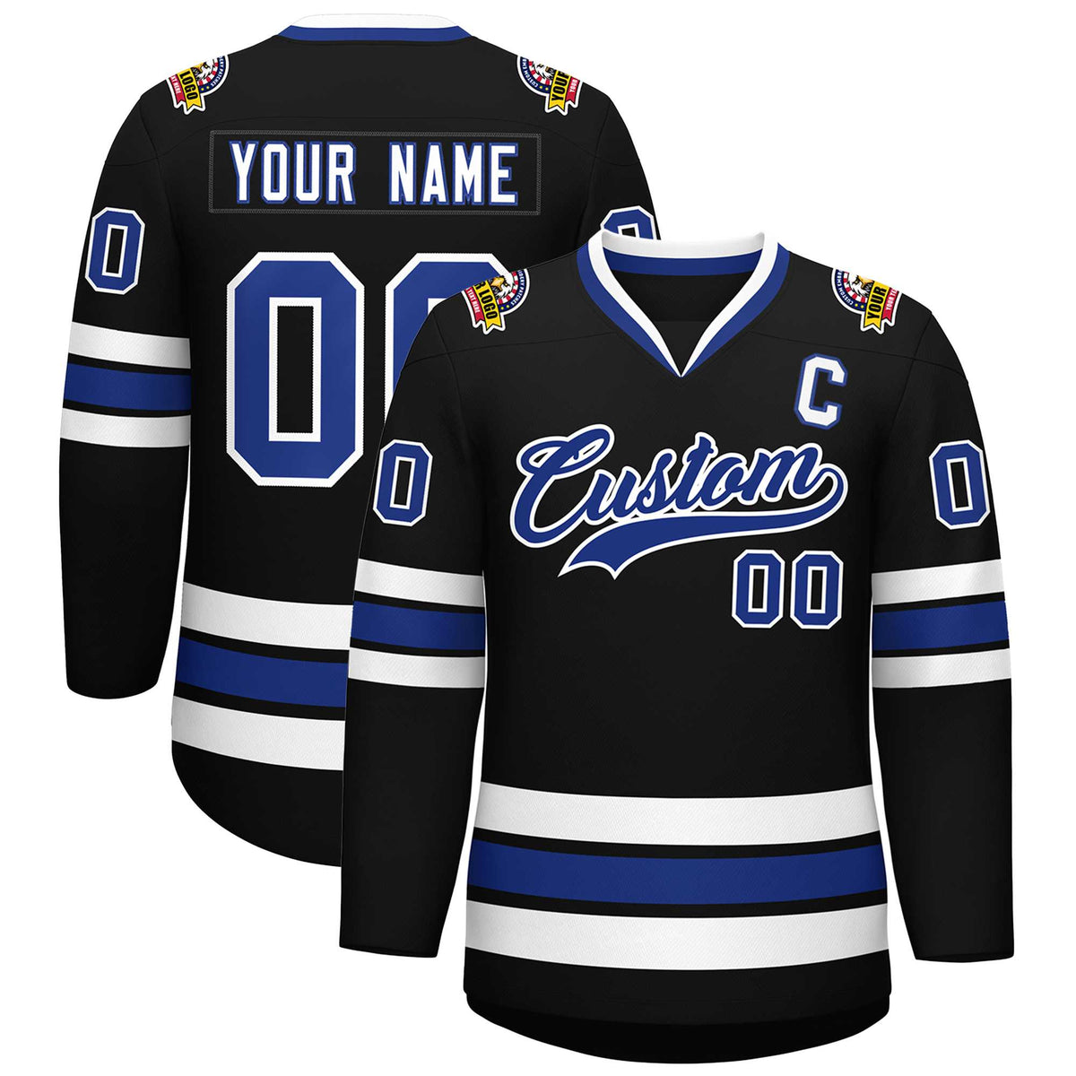 Custom Black Royal-White Classic Style Hockey Jersey | KXKSHOP