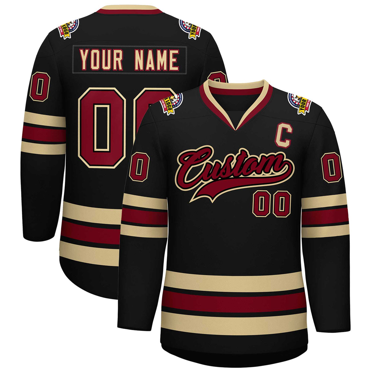 Custom Black Crimson-Black Classic Style Hockey Jersey | KXKSHOP