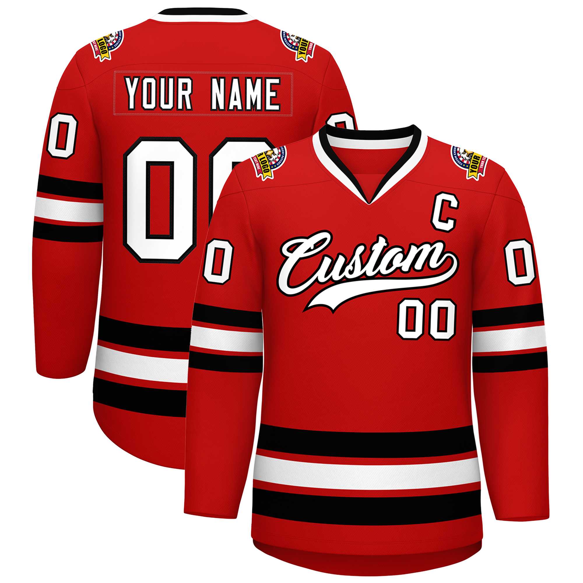Custom Red White-Black Classic Style Hockey Jersey | KXKSHOP