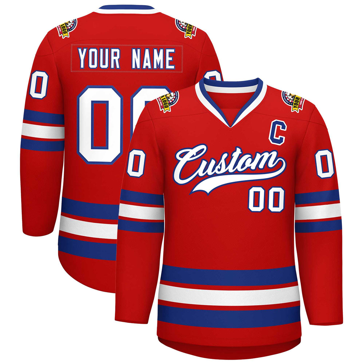 Custom Red White-Royal Classic Style Hockey Jersey | KXKSHOP