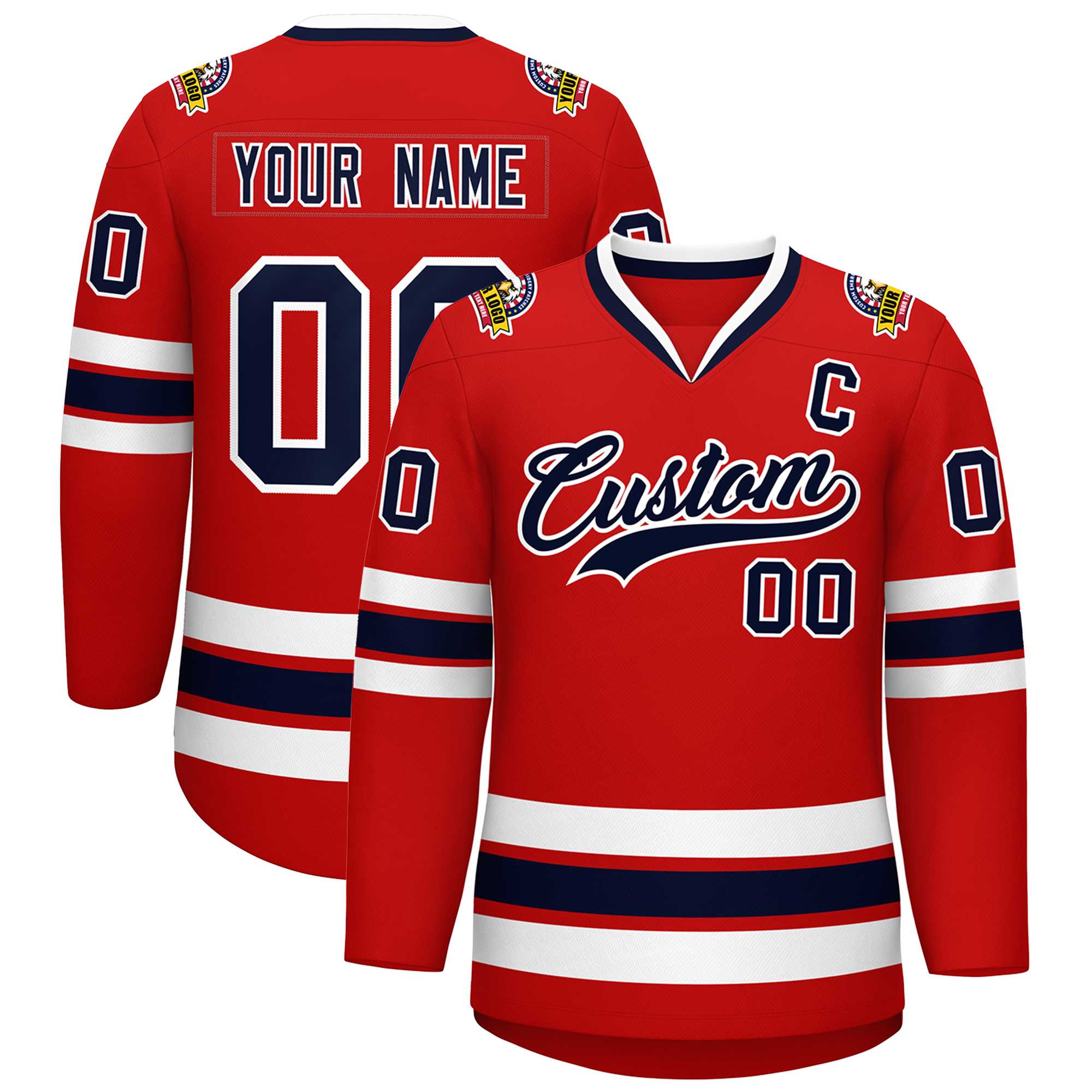 Custom Red Navy-White Classic Style Hockey Jersey | KXKSHOP
