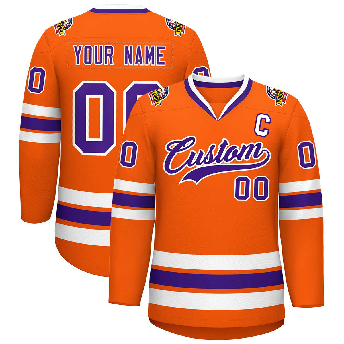 Custom Orange Purple-White Classic Style Hockey Jersey | KXKSHOP