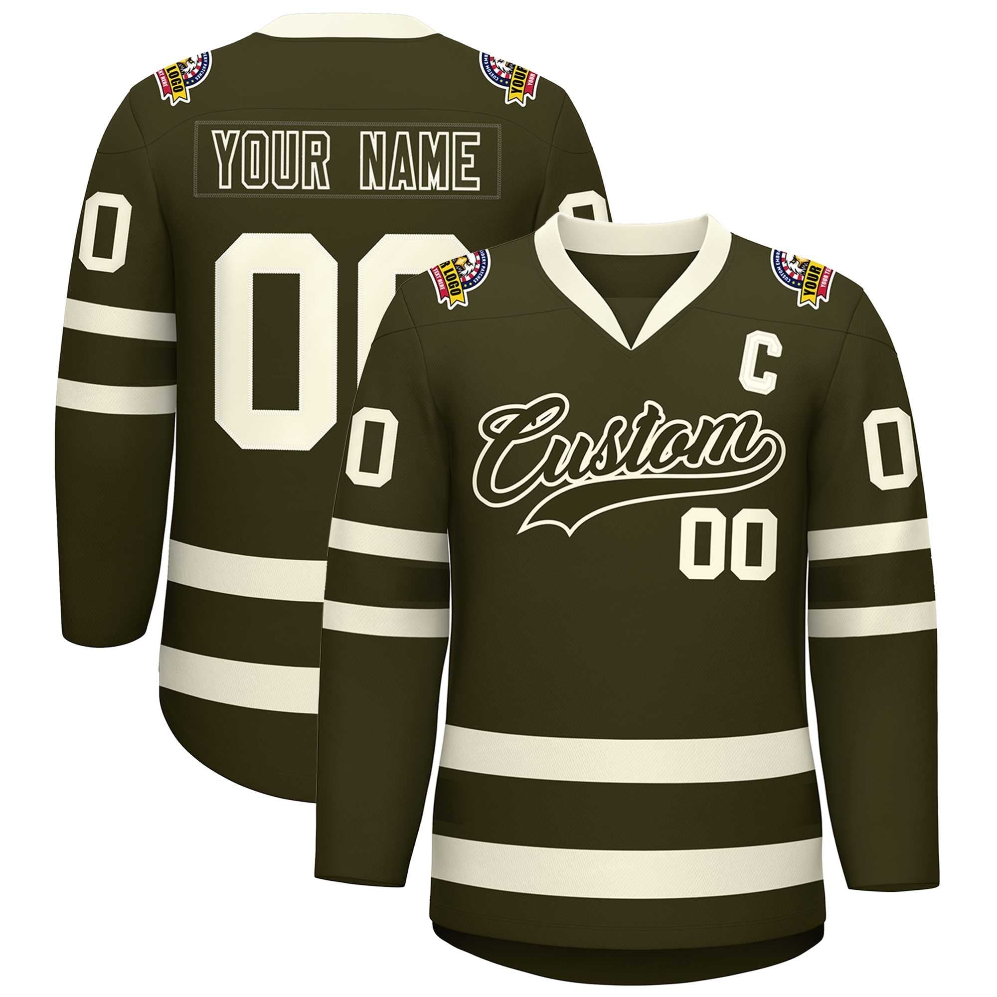 Custom Olive Olive-Khaki Classic Style Hockey Jersey | KXKSHOP
