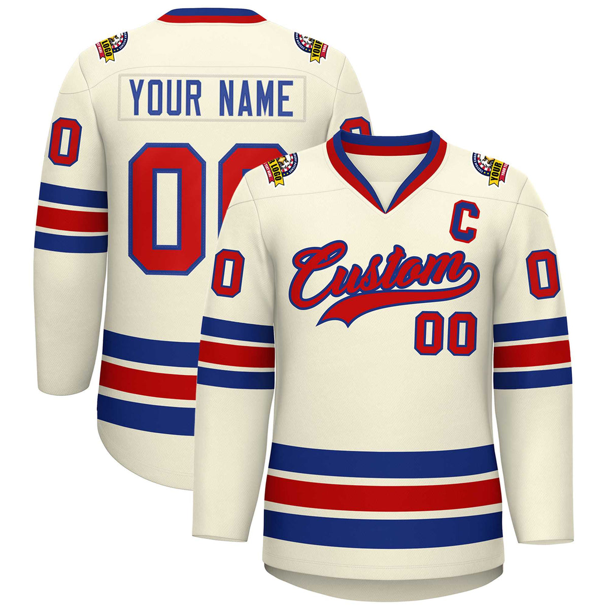 Custom Khaki Red-Royal Classic Style Hockey Jersey | KXKSHOP