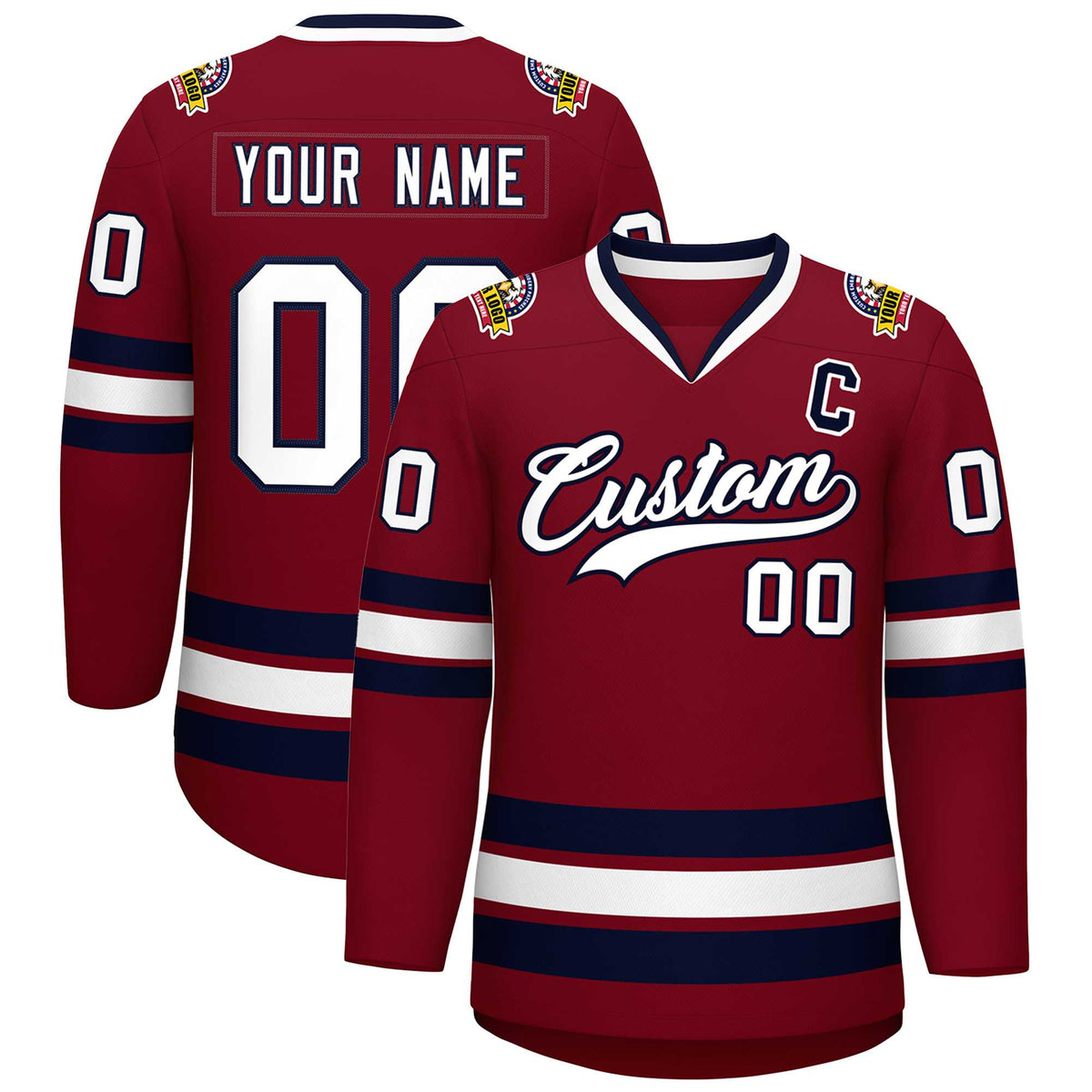 Custom Crimson White-Navy Classic Style Hockey Jersey | KXKSHOP