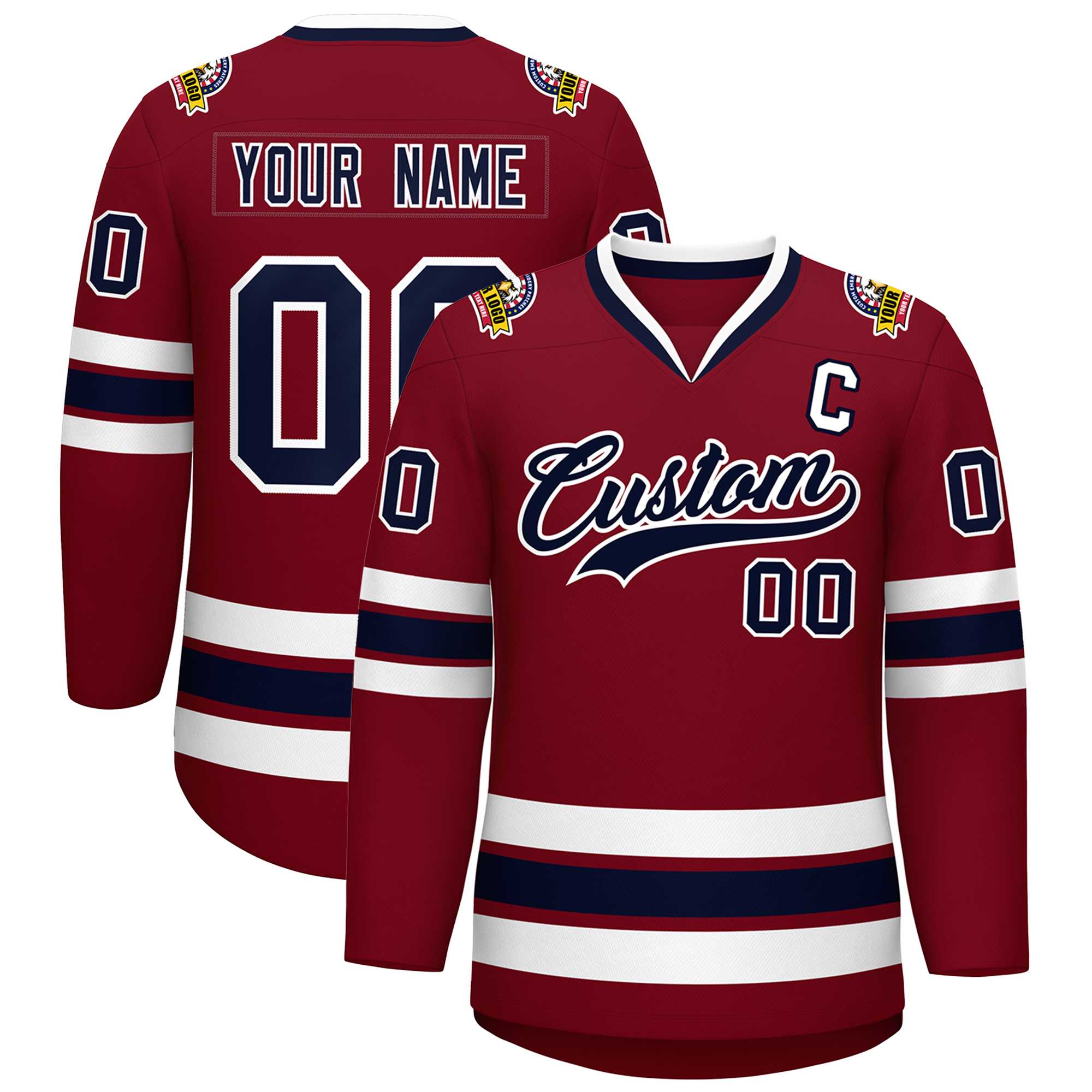 Custom Crimson Navy-White Classic Style Hockey Jersey | KXKSHOP