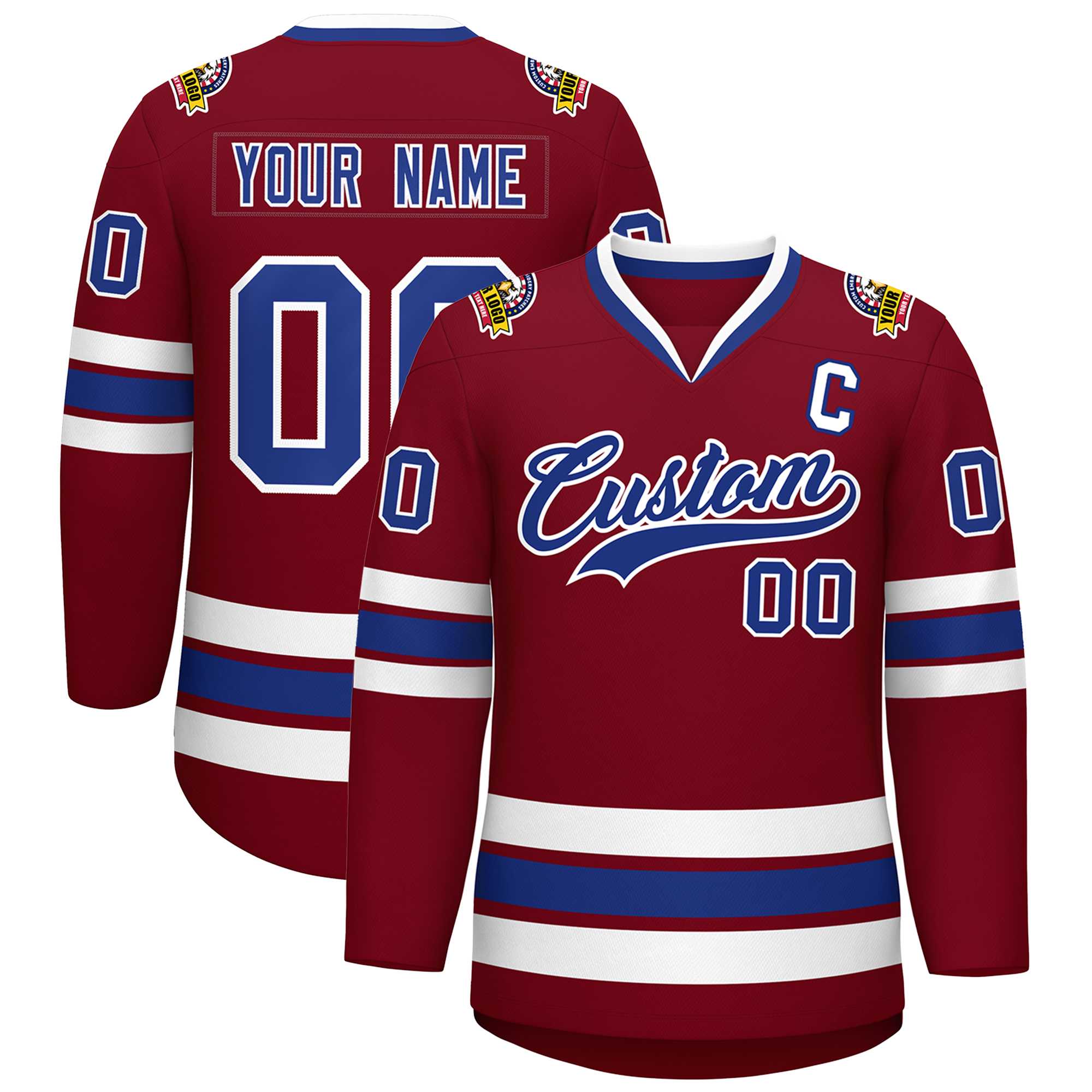 Custom Crimson Royal-White Classic Style Hockey Jersey | KXKSHOP