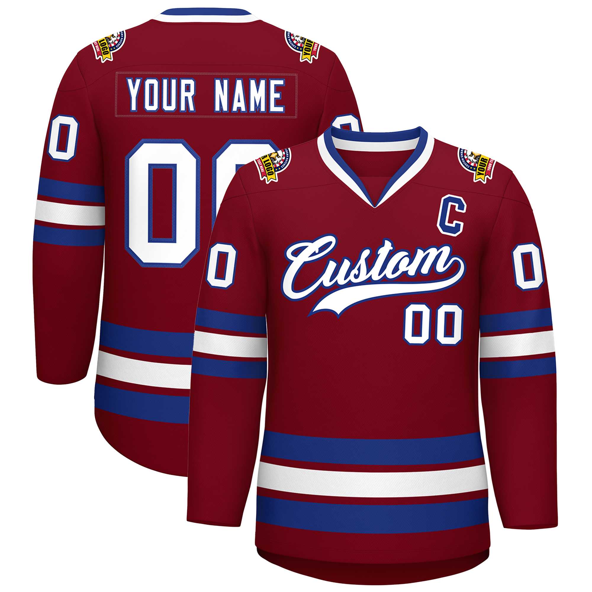 Custom Crimson White-Royal Classic Style Hockey Jersey | KXKSHOP