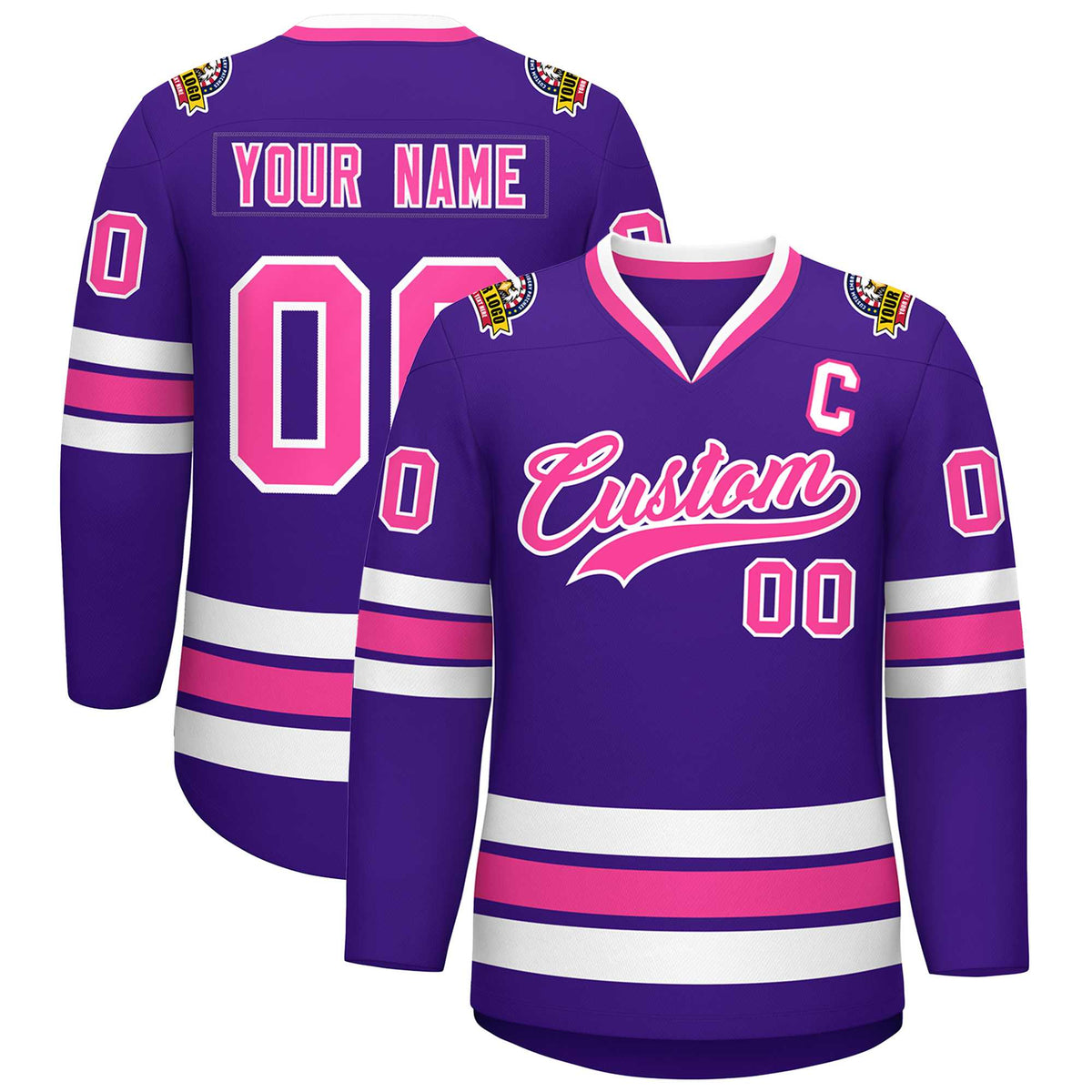 Custom Purple Pink-White Classic Style Hockey Jersey | KXKSHOP