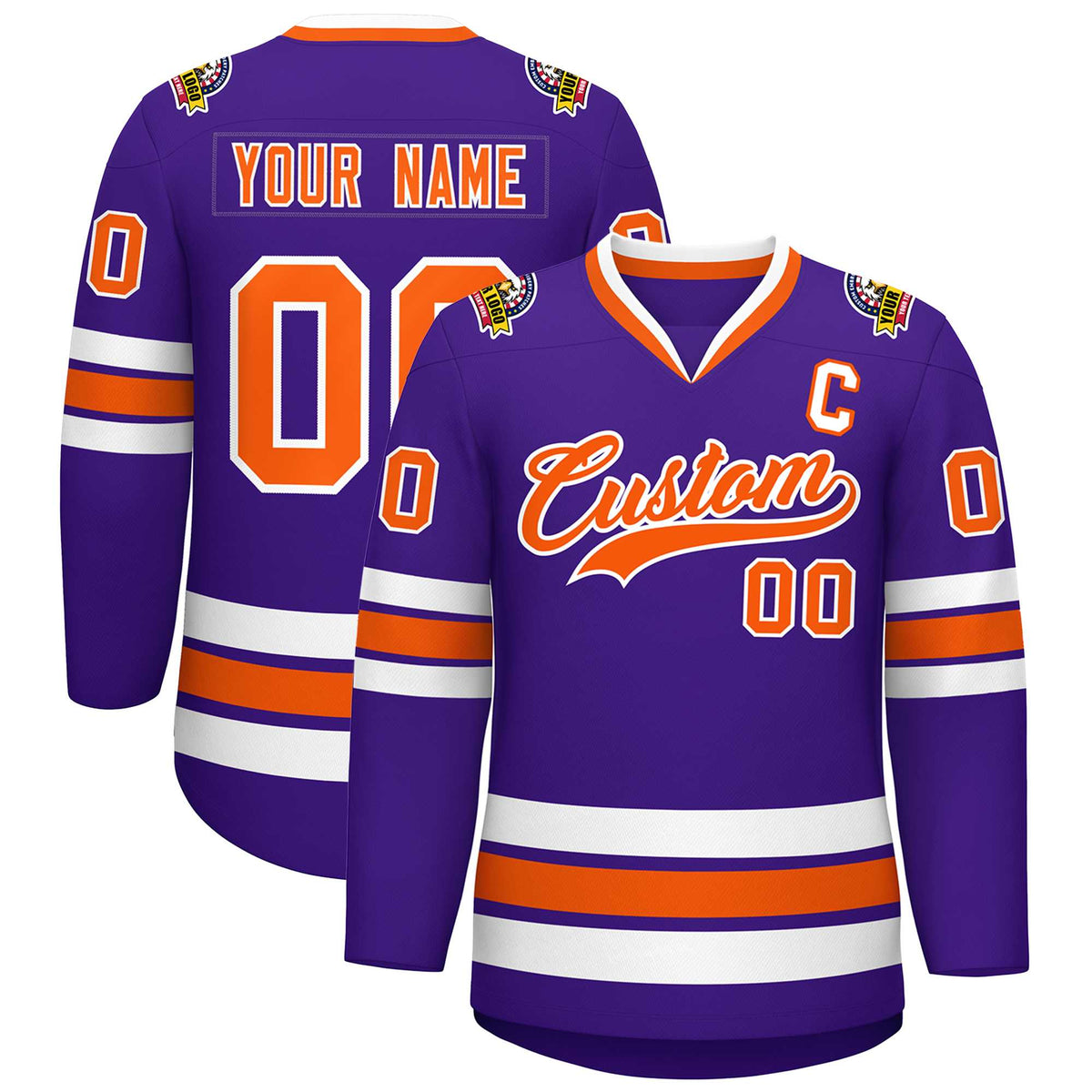 Custom Purple Orange-White Classic Style Hockey Jersey | KXKSHOP