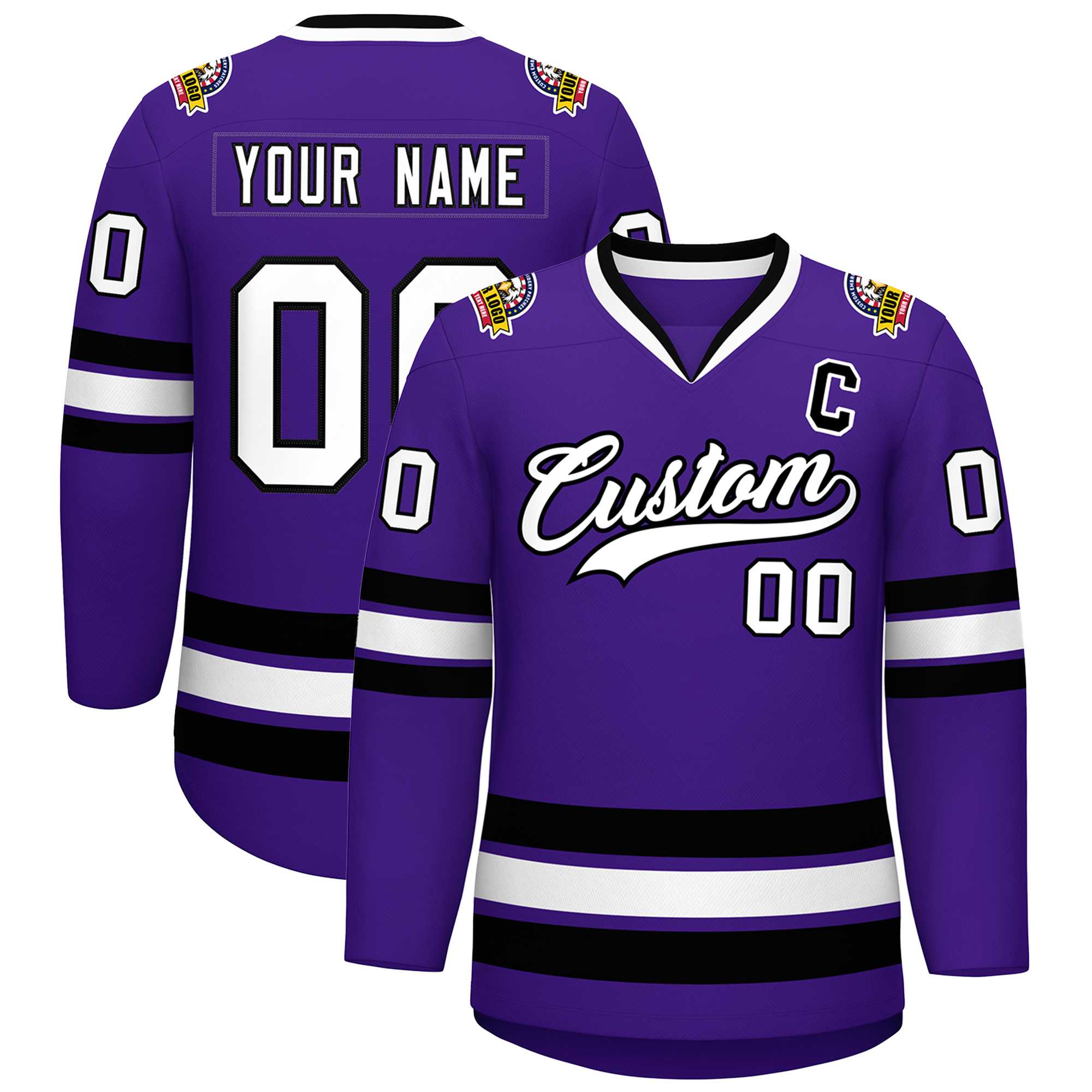 Custom Purple White-Black Classic Style Hockey Jersey | KXKSHOP
