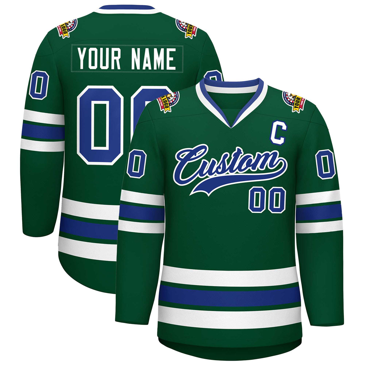 Custom Green Royal-White Classic Style Hockey Jersey | KXKSHOP