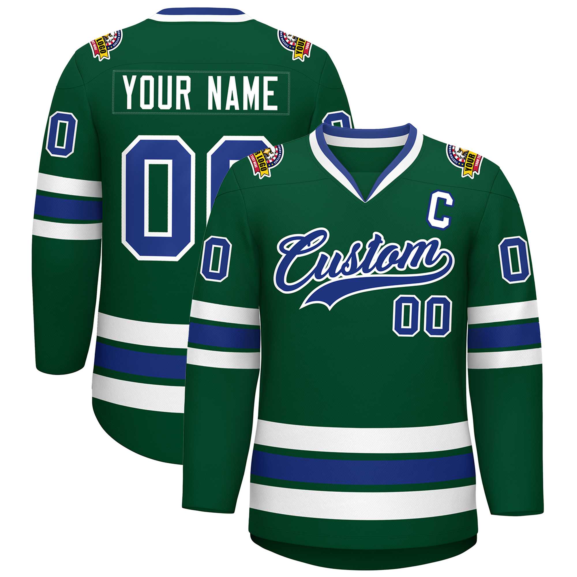 Custom Green Royal-White Classic Style Hockey Jersey | KXKSHOP