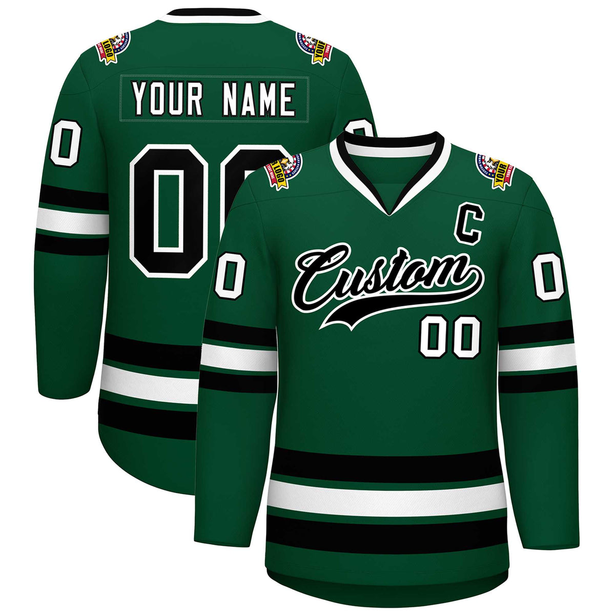 Custom Green Black-White Classic Style Hockey Jersey | KXKSHOP