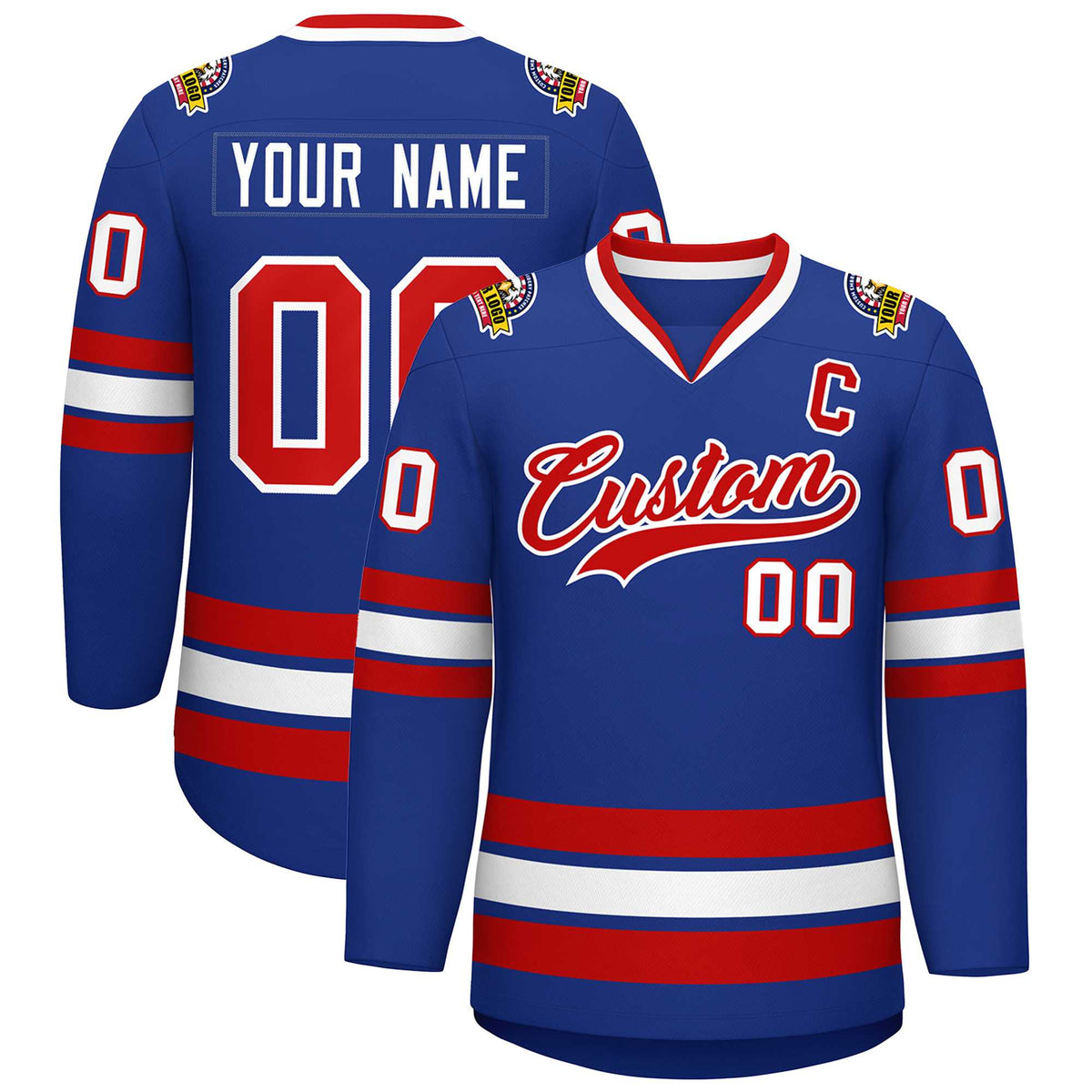 Custom Royal Red-White Classic Style Hockey Jersey | KXKSHOP