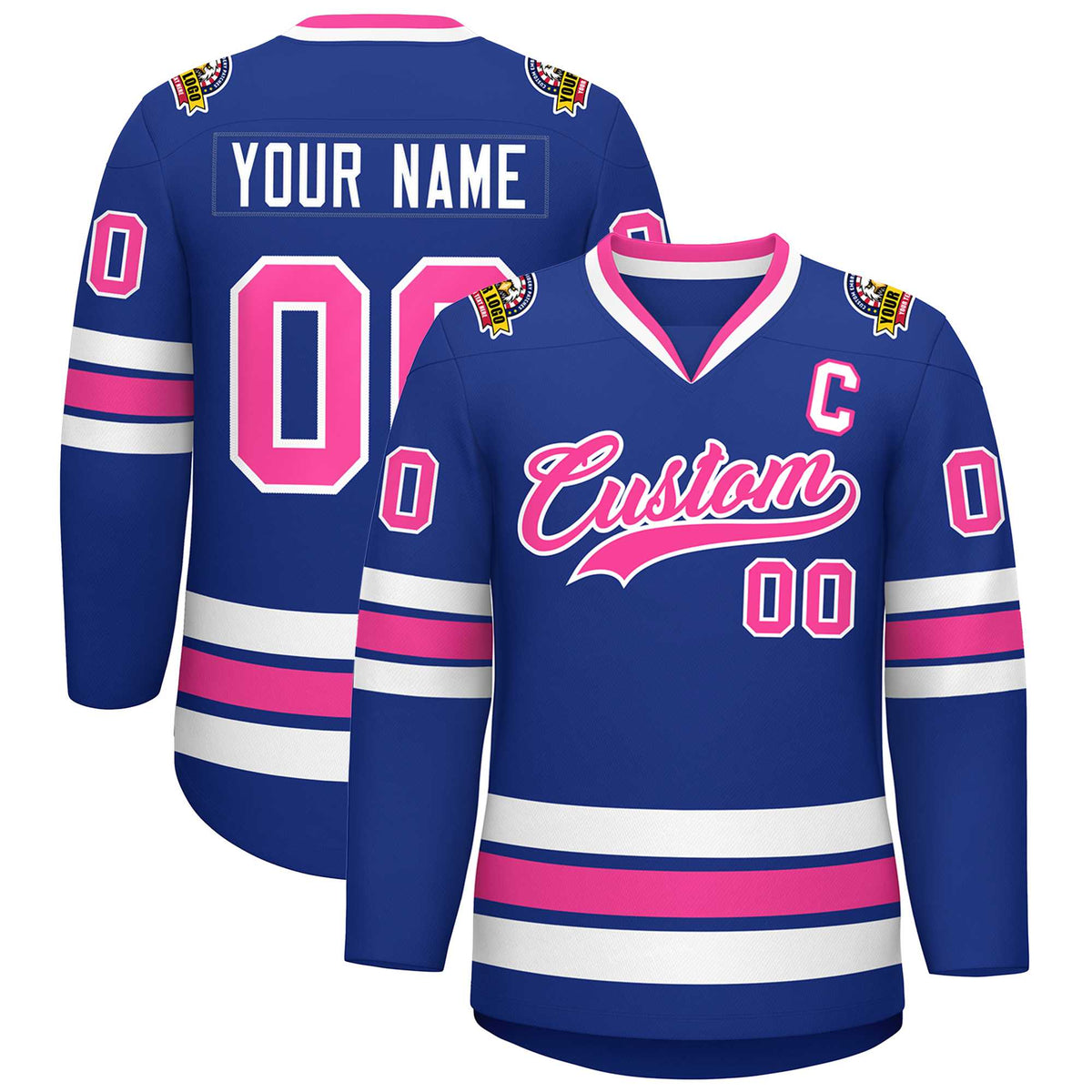 Custom Royal Pink-White Classic Style Hockey Jersey | KXKSHOP